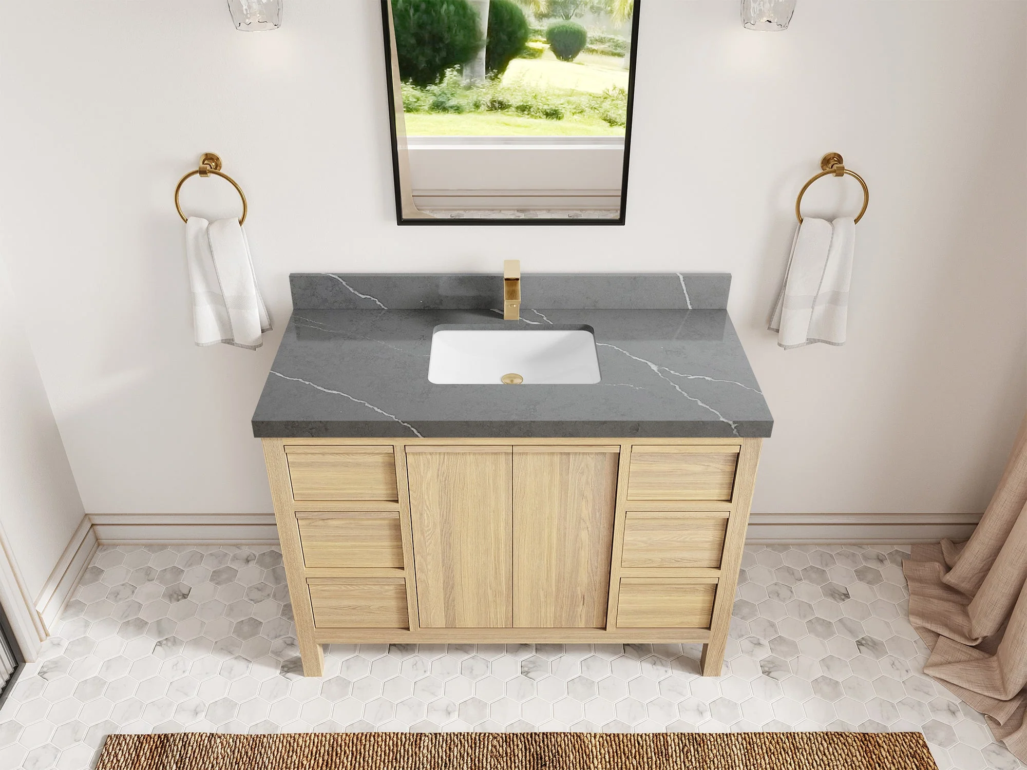Elizabeth White Oak 48 in. W x 22 in. D Single Sink Bathroom Vanity - Image 35