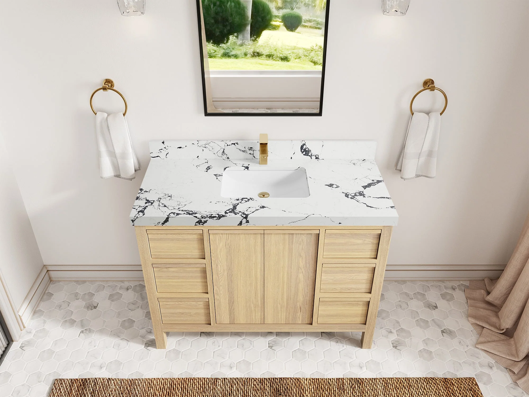 Elizabeth White Oak 48 in. W x 22 in. D Single Sink Bathroom Vanity - Image 41