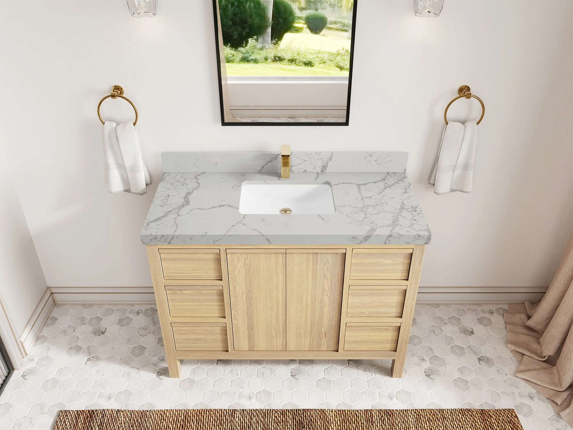Elizabeth White Oak 48 in. W x 22 in. D Single Sink Bathroom Vanity - Image 43