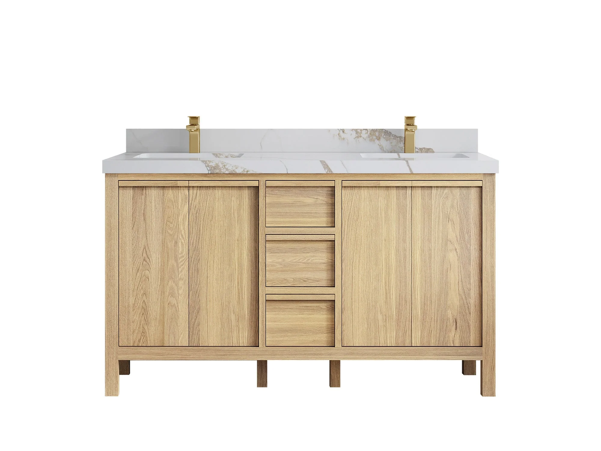 Elizabeth White Oak 60 in. W x 22 in. D Double Sink Bathroom Vanity - Image 10