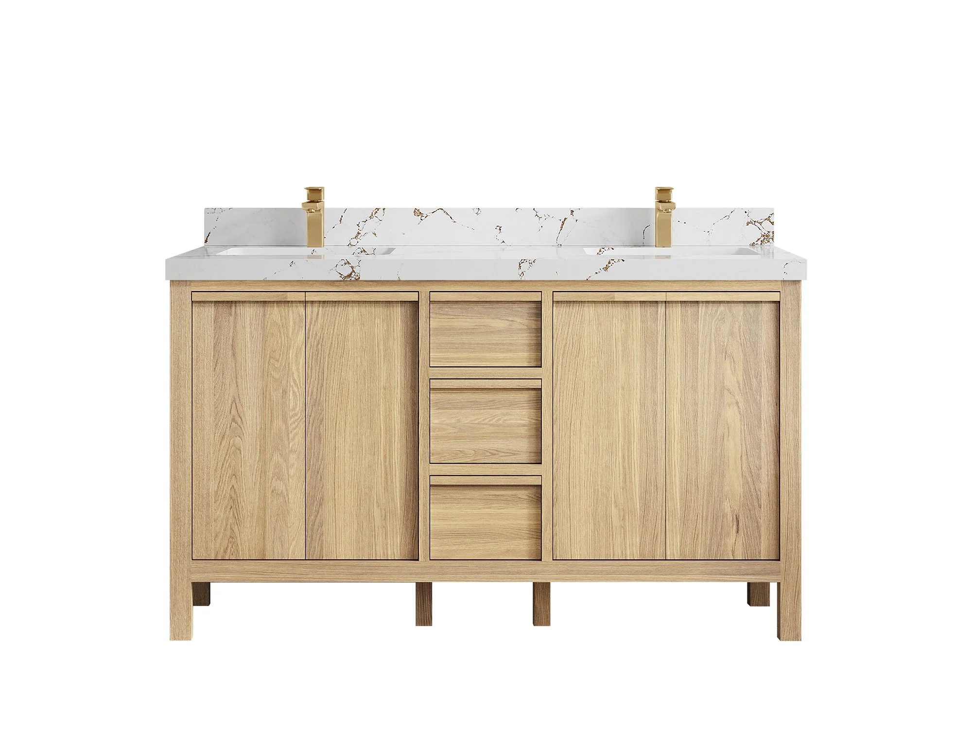 Elizabeth White Oak 60 in. W x 22 in. D Double Sink Bathroom Vanity - Image 36