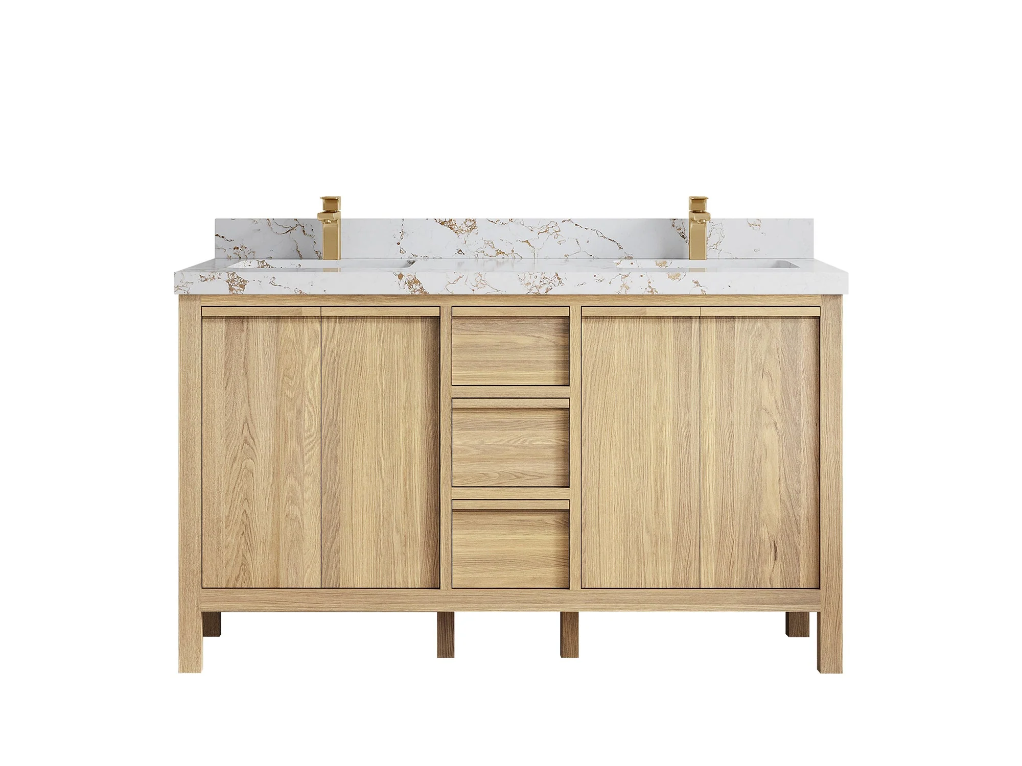 Elizabeth White Oak 60 in. W x 22 in. D Double Sink Bathroom Vanity - Image 38