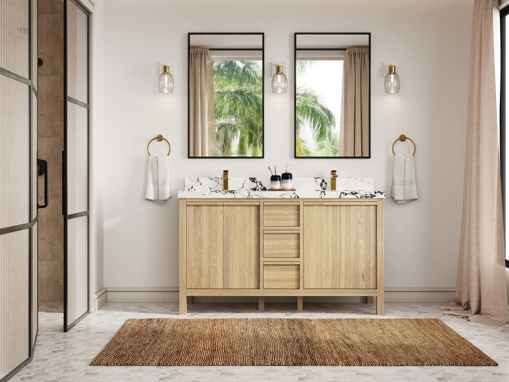 Elizabeth White Oak 60 in. W x 22 in. D Double Sink Bathroom Vanity - Image 4