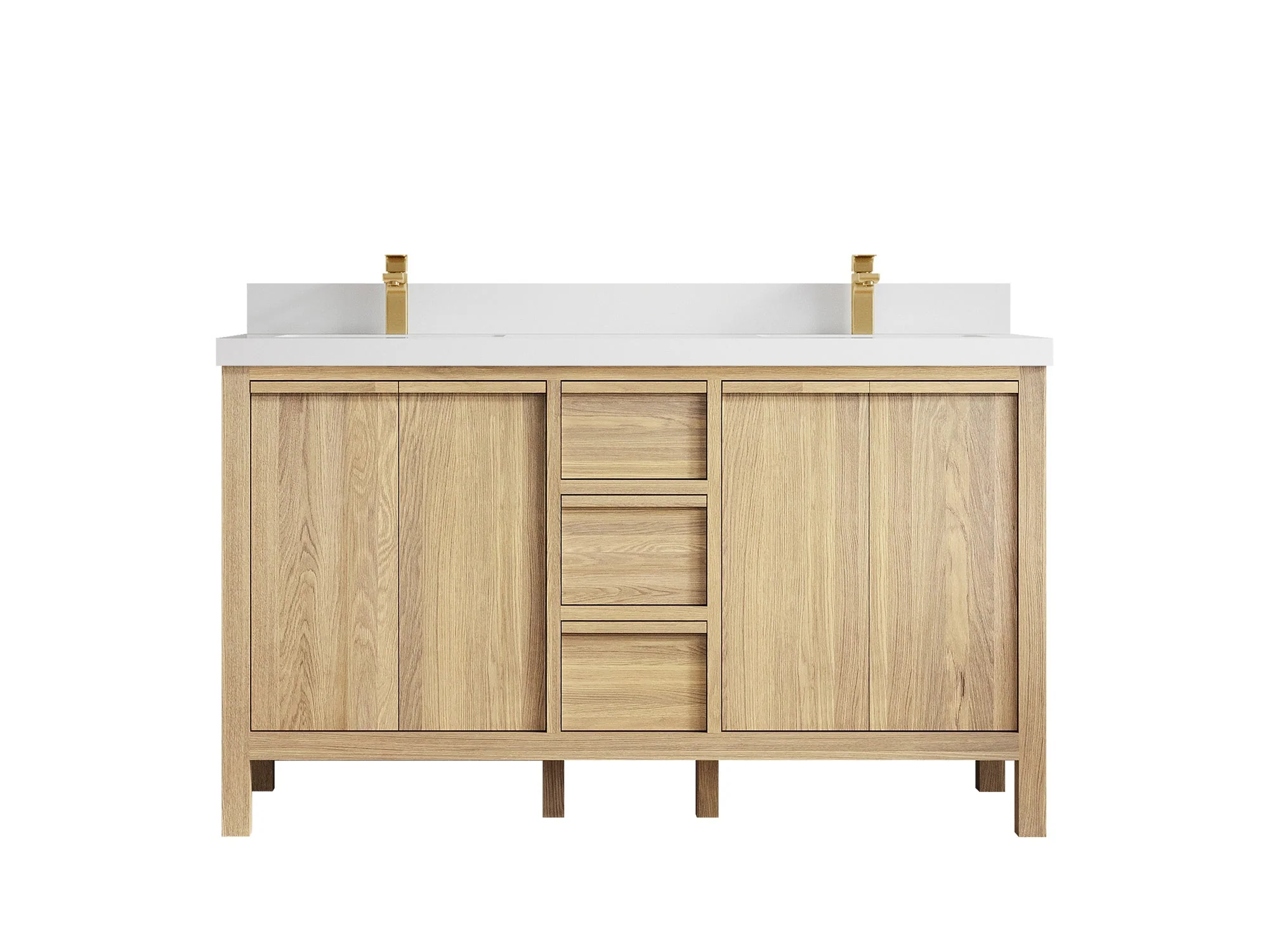 Elizabeth White Oak 60 in. W x 22 in. D Double Sink Bathroom Vanity - Image 44