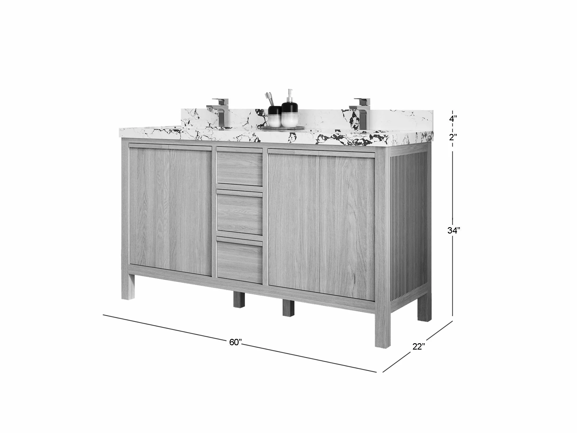 Elizabeth White Oak 60 in. W x 22 in. D Double Sink Bathroom Vanity - Image 5