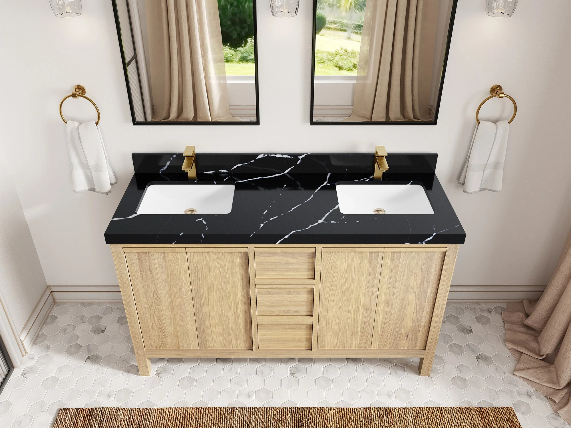 Elizabeth White Oak 60 in. W x 22 in. D Double Sink Bathroom Vanity - Image 7