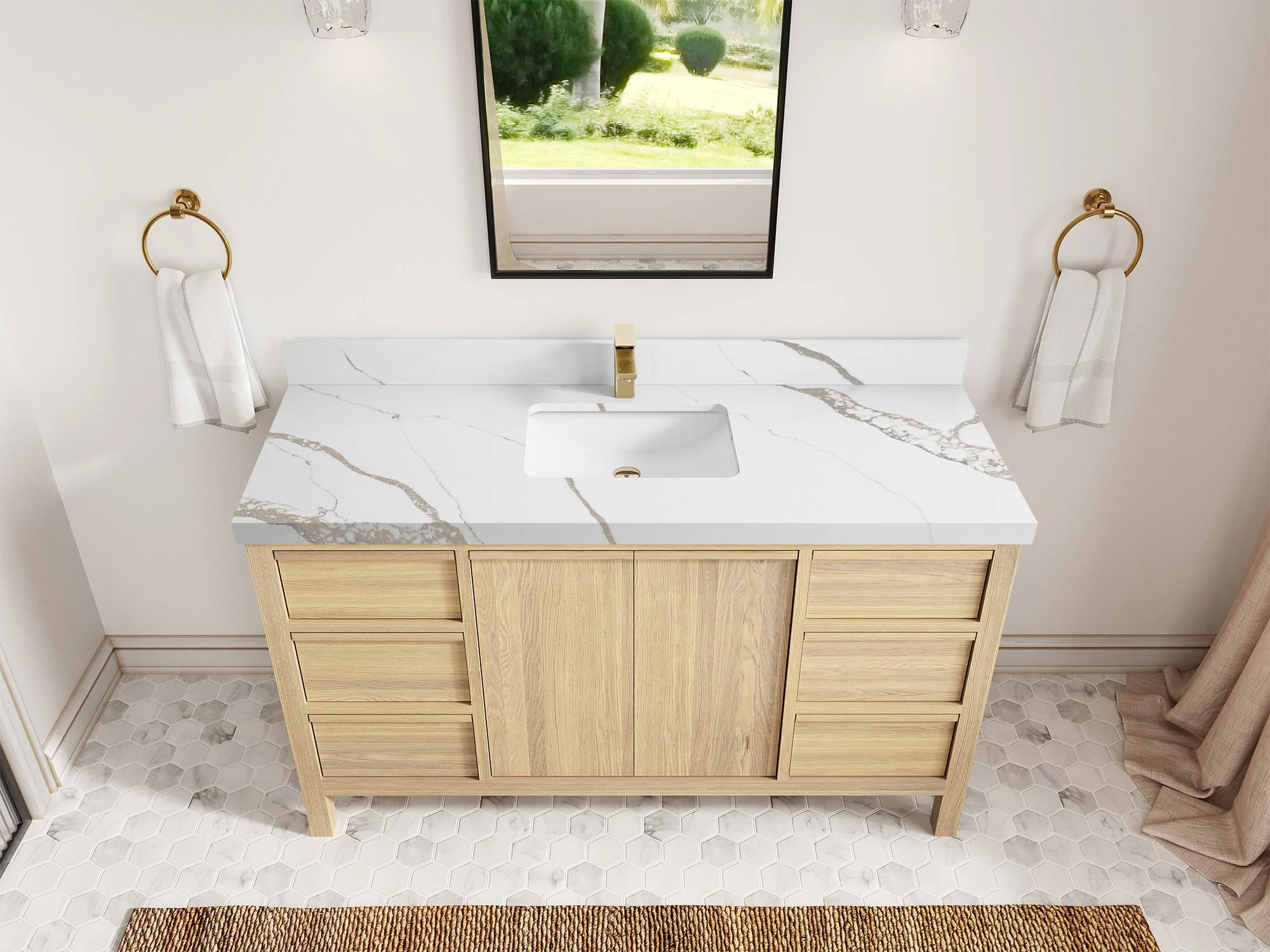 Elizabeth White Oak 60 in. W x 22 in. D Single Sink Bathroom Vanity - Image 14