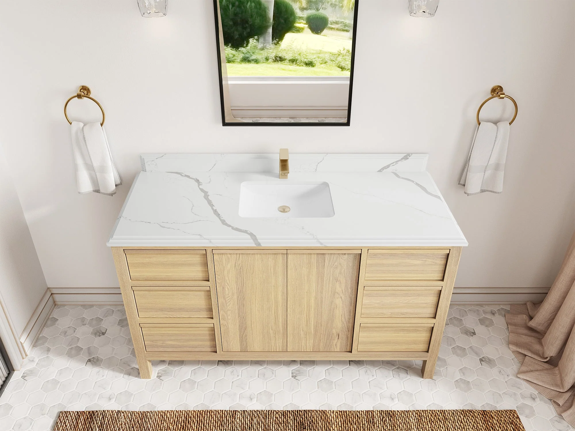 Elizabeth White Oak 60 in. W x 22 in. D Single Sink Bathroom Vanity - Image 28