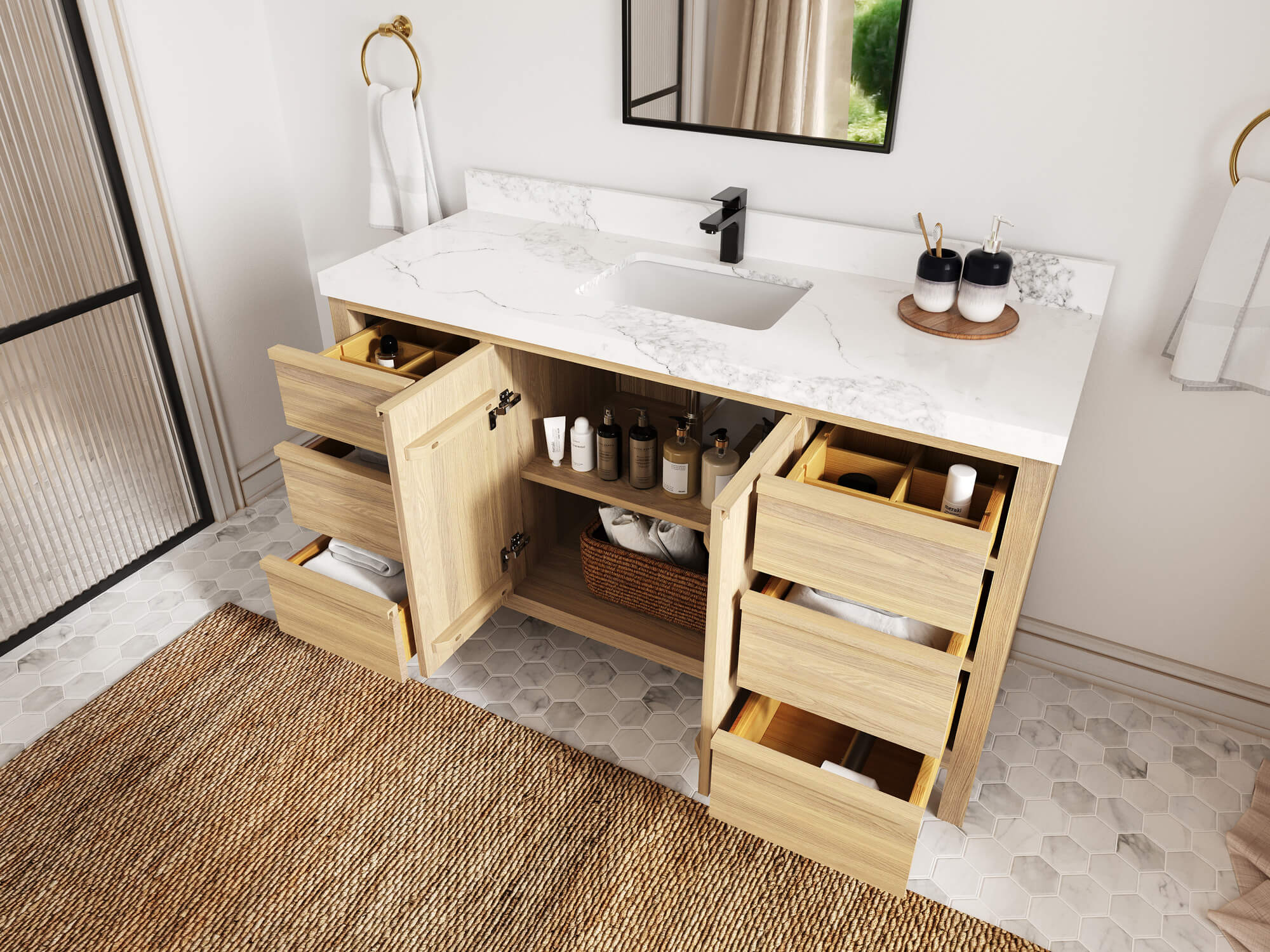Elizabeth White Oak 60 in. W x 22 in. D Single Sink Bathroom Vanity - Image 3