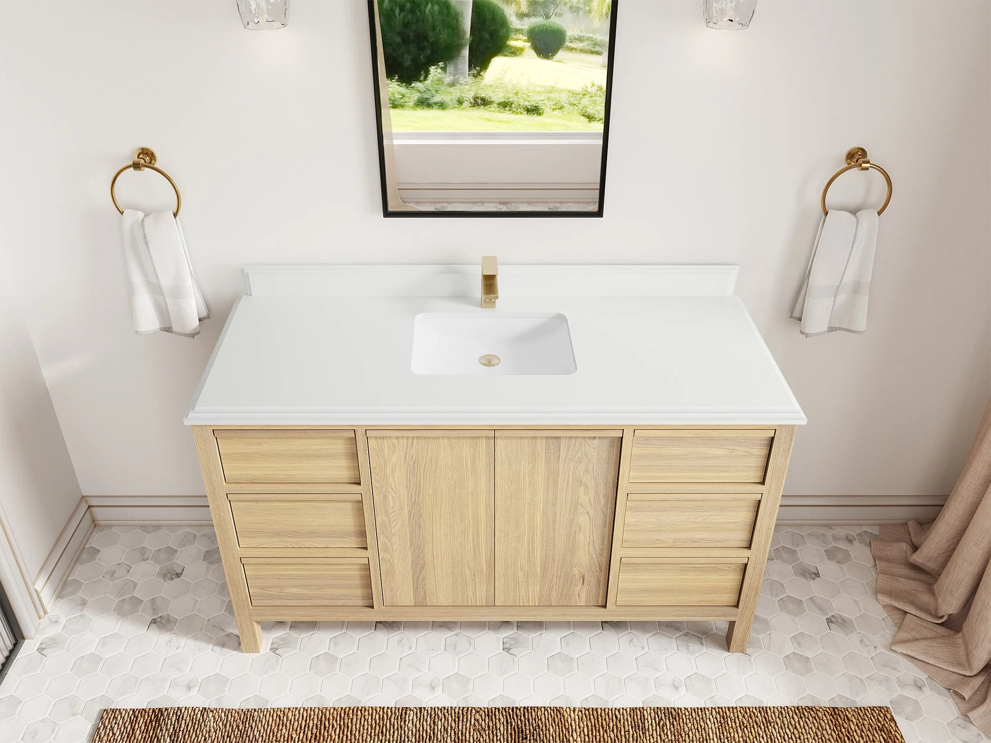 Elizabeth White Oak 60 in. W x 22 in. D Single Sink Bathroom Vanity - Image 32
