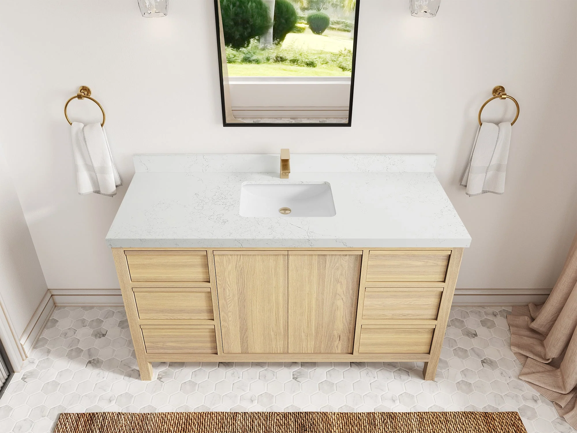 Elizabeth White Oak 60 in. W x 22 in. D Single Sink Bathroom Vanity - Image 34
