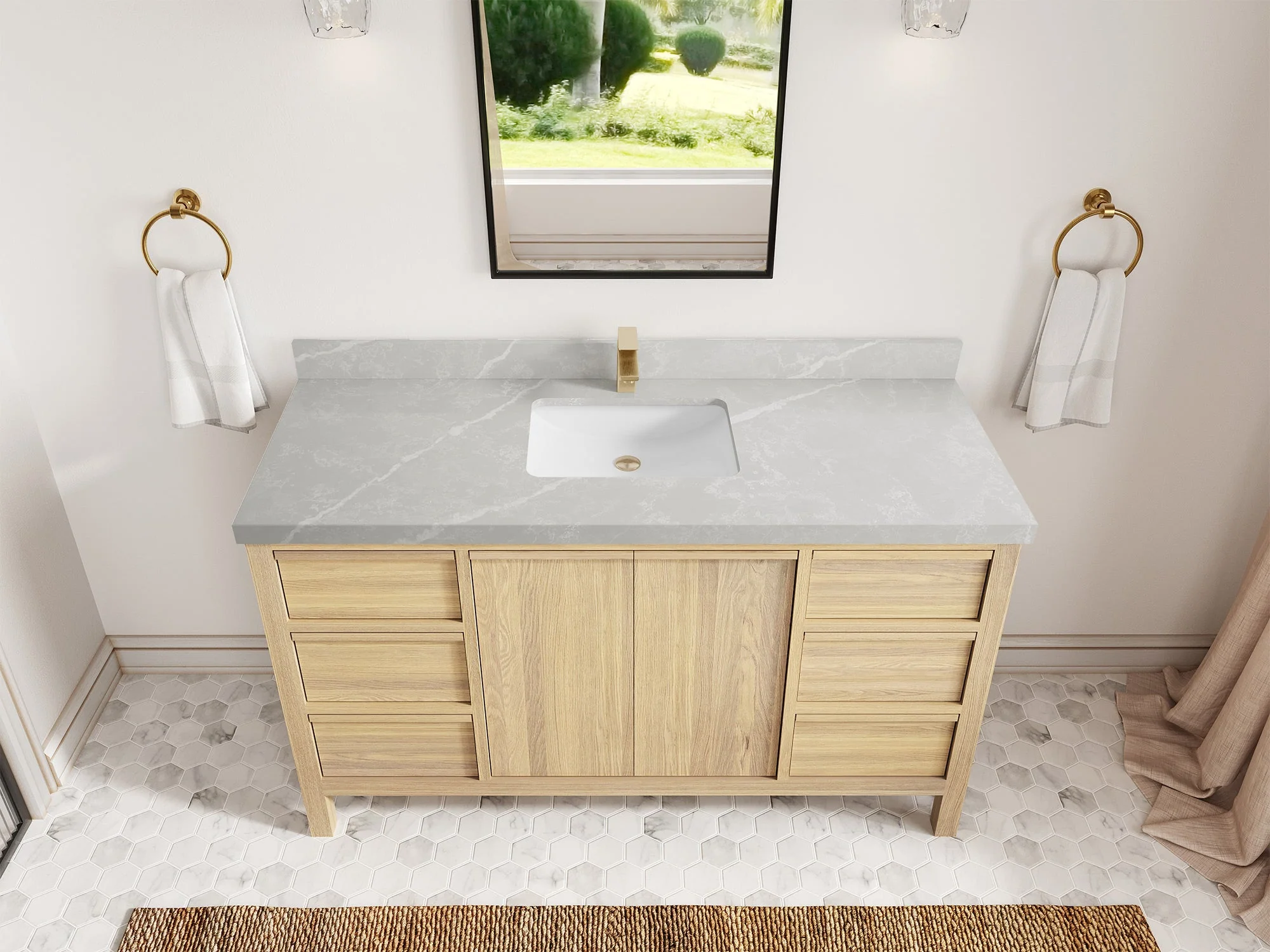 Elizabeth White Oak 60 in. W x 22 in. D Single Sink Bathroom Vanity - Image 36