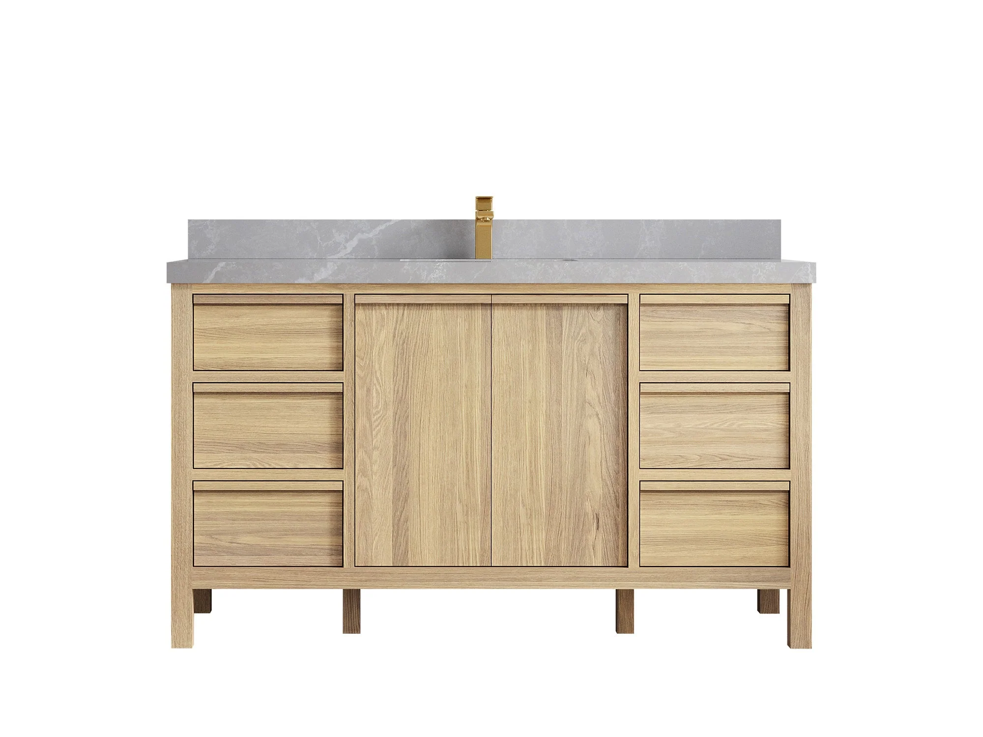 Elizabeth White Oak 60 in. W x 22 in. D Single Sink Bathroom Vanity - Image 37