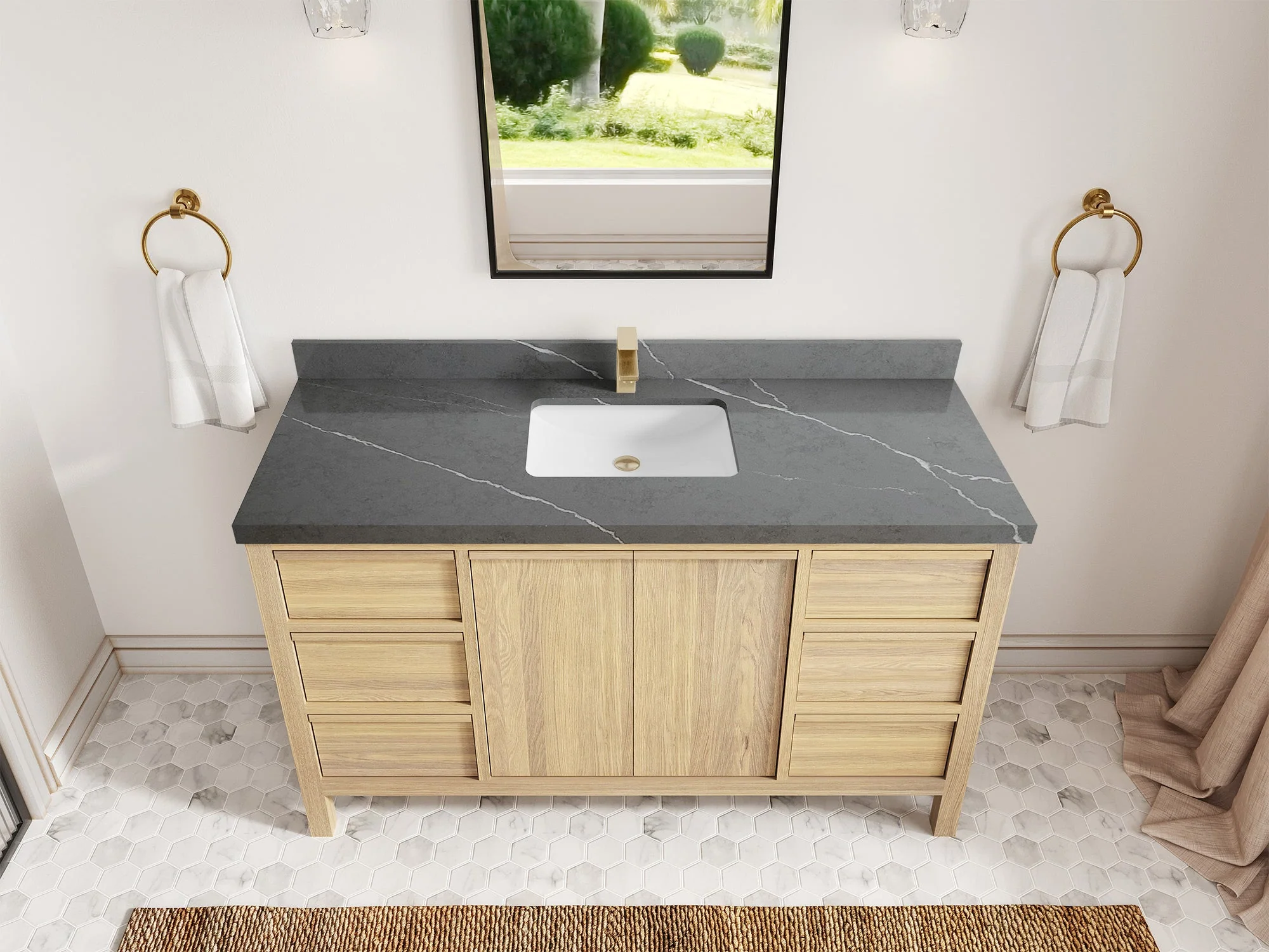 Elizabeth White Oak 60 in. W x 22 in. D Single Sink Bathroom Vanity - Image 38
