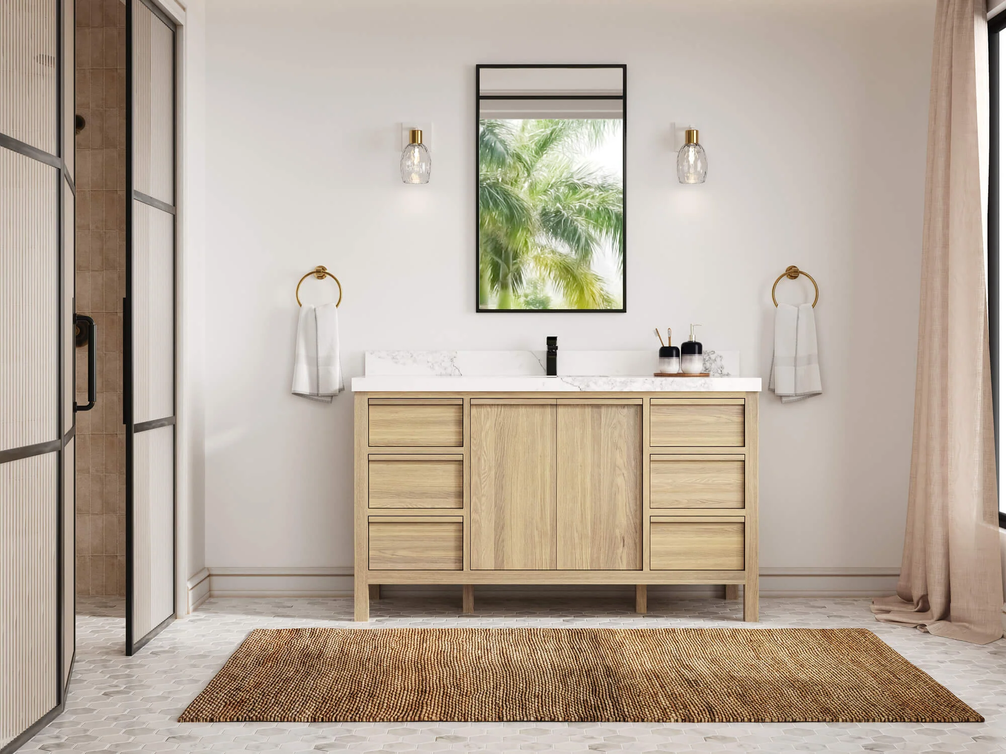 Elizabeth White Oak 60 in. W x 22 in. D Single Sink Bathroom Vanity - Image 4