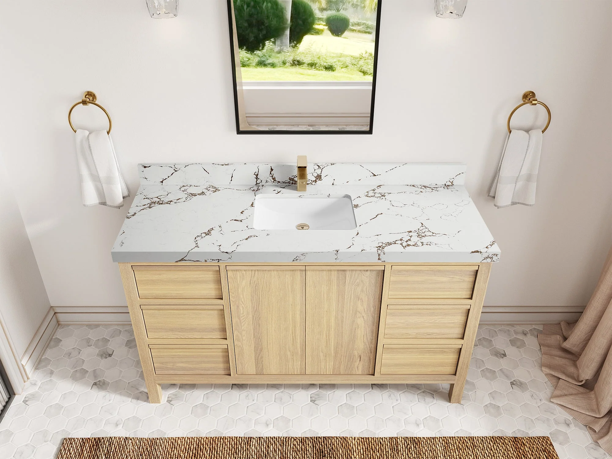 Elizabeth White Oak 60 in. W x 22 in. D Single Sink Bathroom Vanity - Image 40