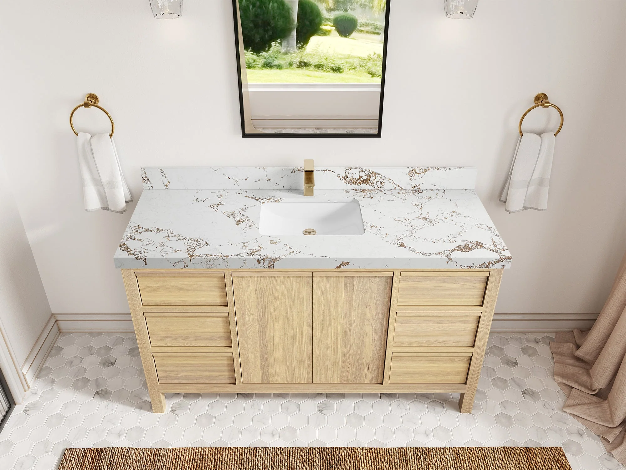 Elizabeth White Oak 60 in. W x 22 in. D Single Sink Bathroom Vanity - Image 42