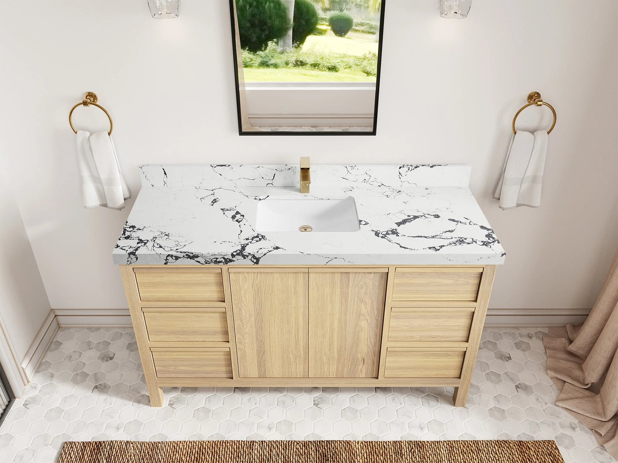 Elizabeth White Oak 60 in. W x 22 in. D Single Sink Bathroom Vanity - Image 44