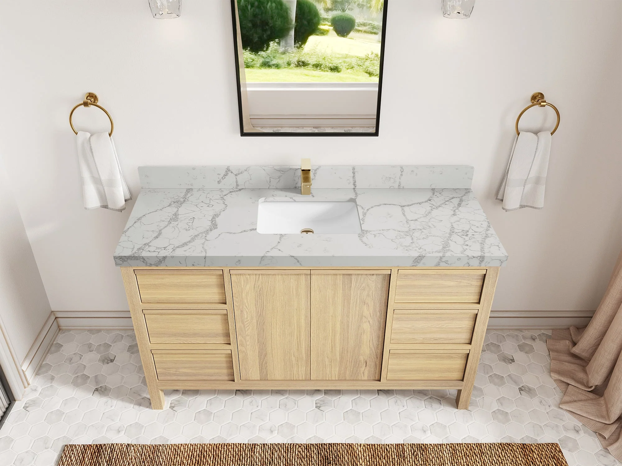 Elizabeth White Oak 60 in. W x 22 in. D Single Sink Bathroom Vanity - Image 46