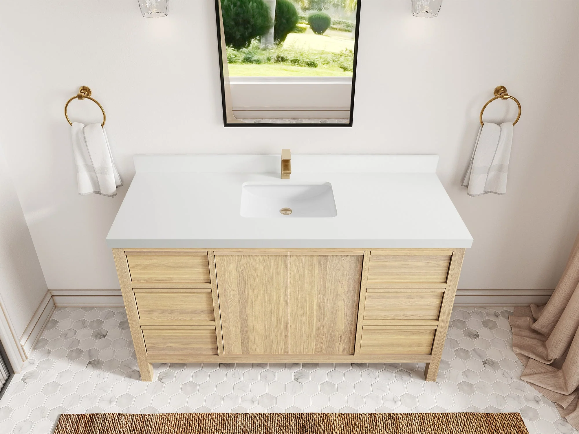 Elizabeth White Oak 60 in. W x 22 in. D Single Sink Bathroom Vanity - Image 48