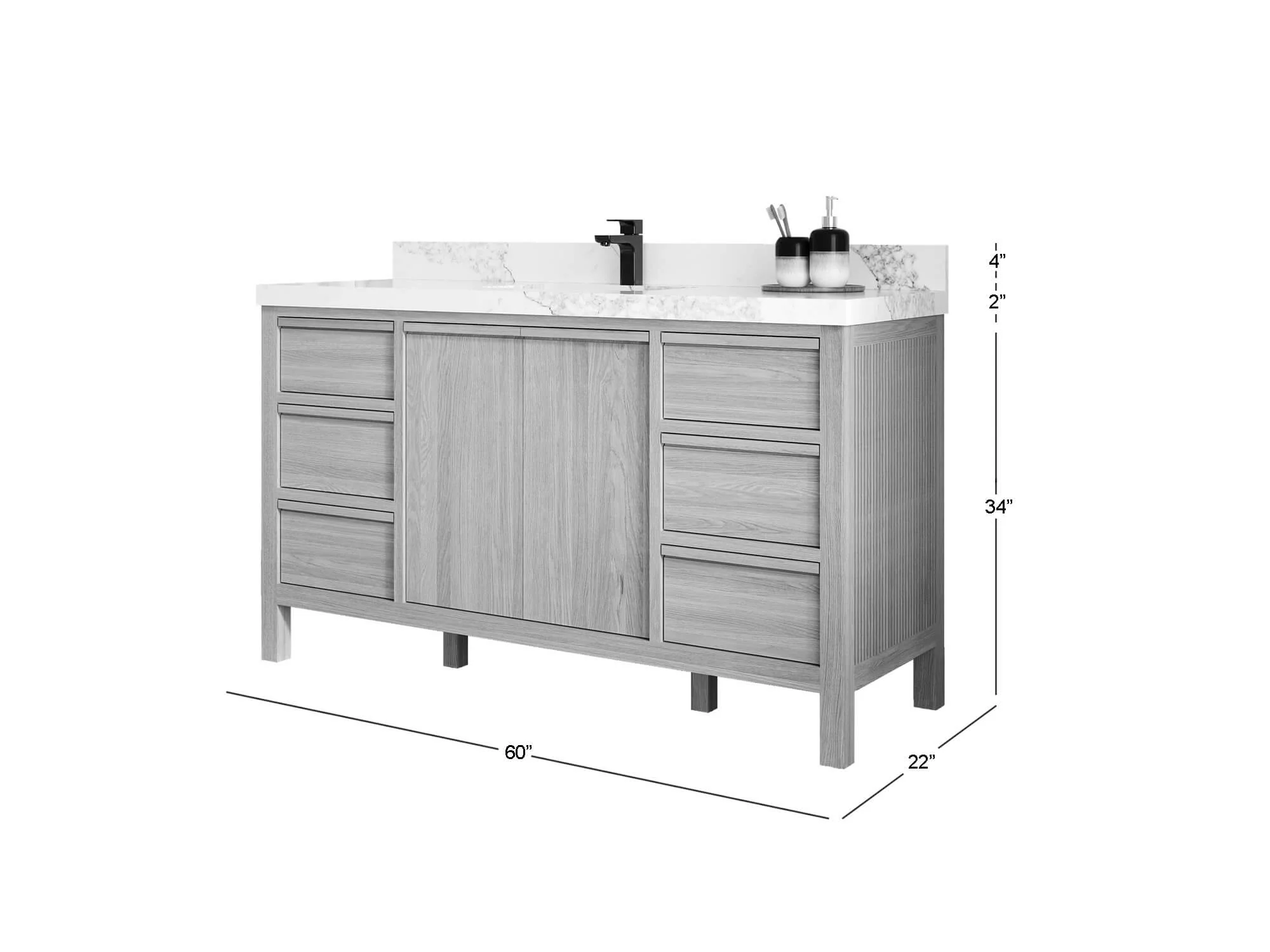 Elizabeth White Oak 60 in. W x 22 in. D Single Sink Bathroom Vanity - Image 5