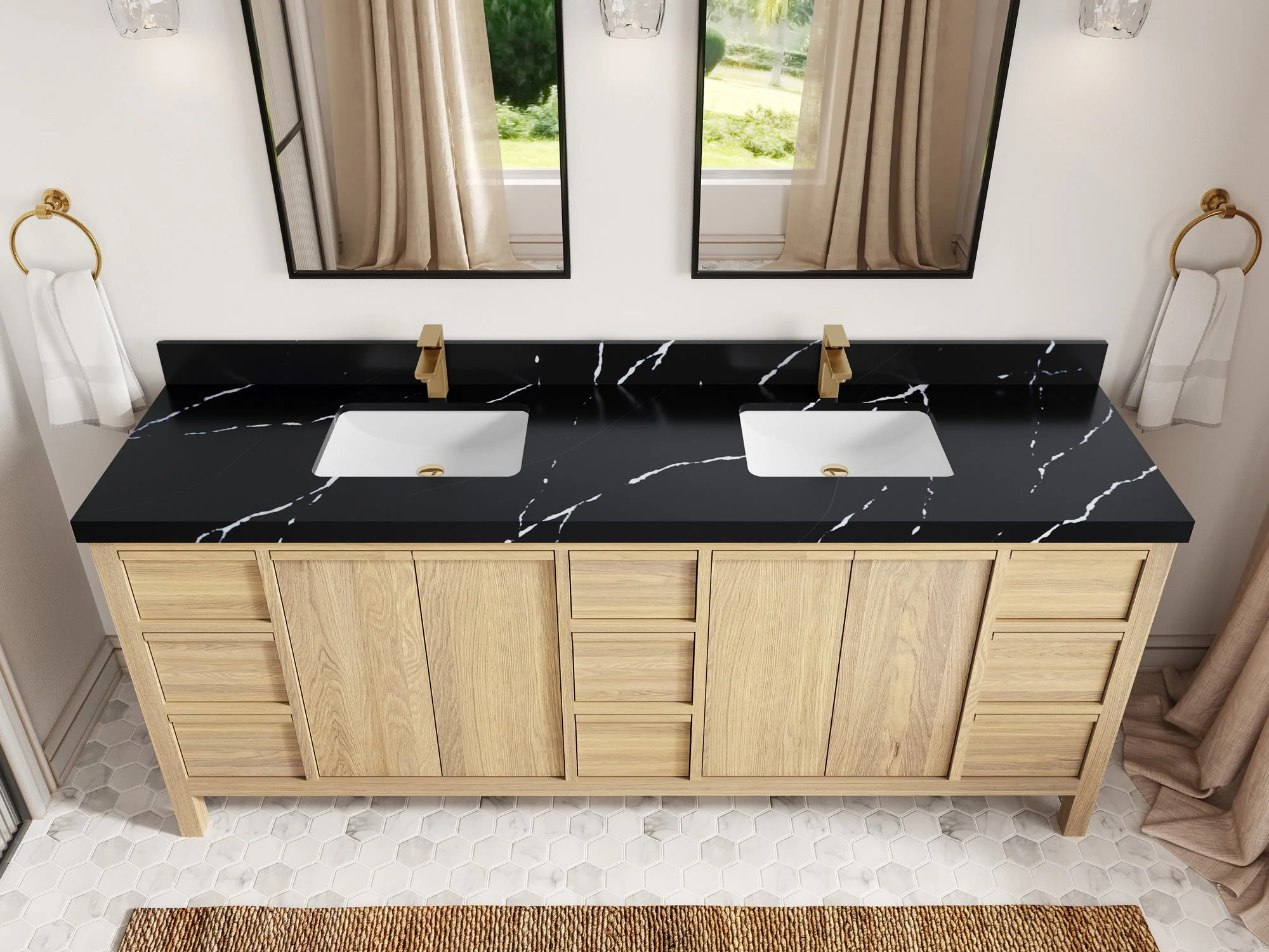 Elizabeth White Oak 84 in. W x 22 in. D Double Sink Bathroom Vanity - Image 12