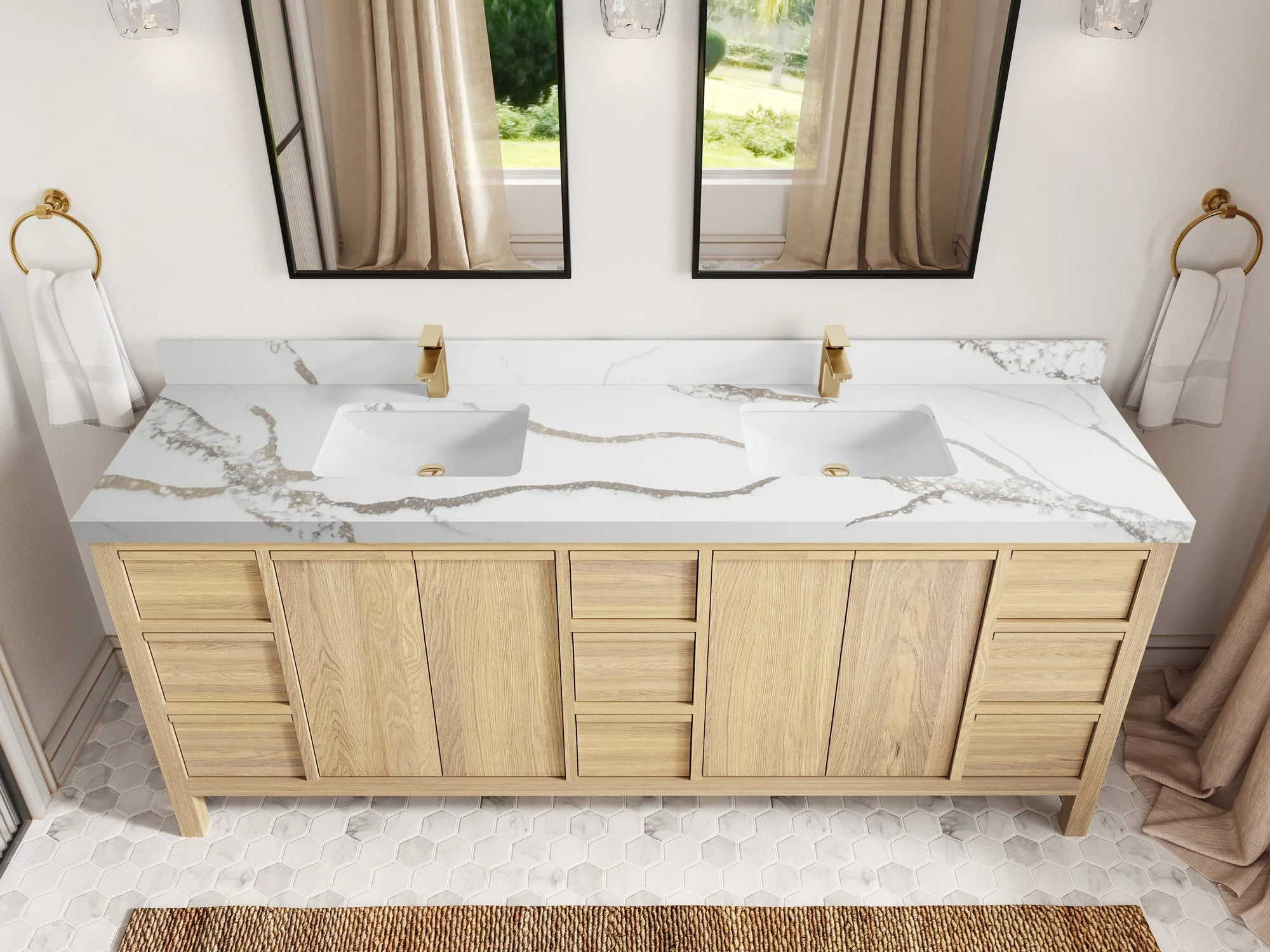 Elizabeth White Oak 84 in. W x 22 in. D Double Sink Bathroom Vanity - Image 14