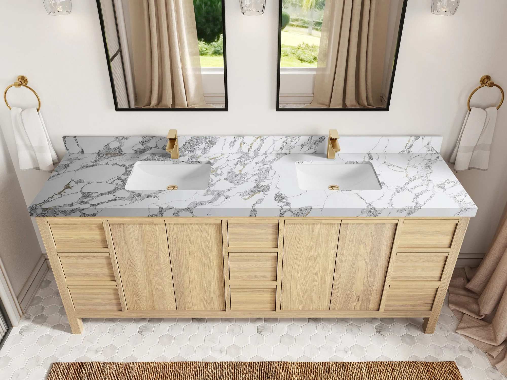 Elizabeth White Oak 84 in. W x 22 in. D Double Sink Bathroom Vanity - Image 20