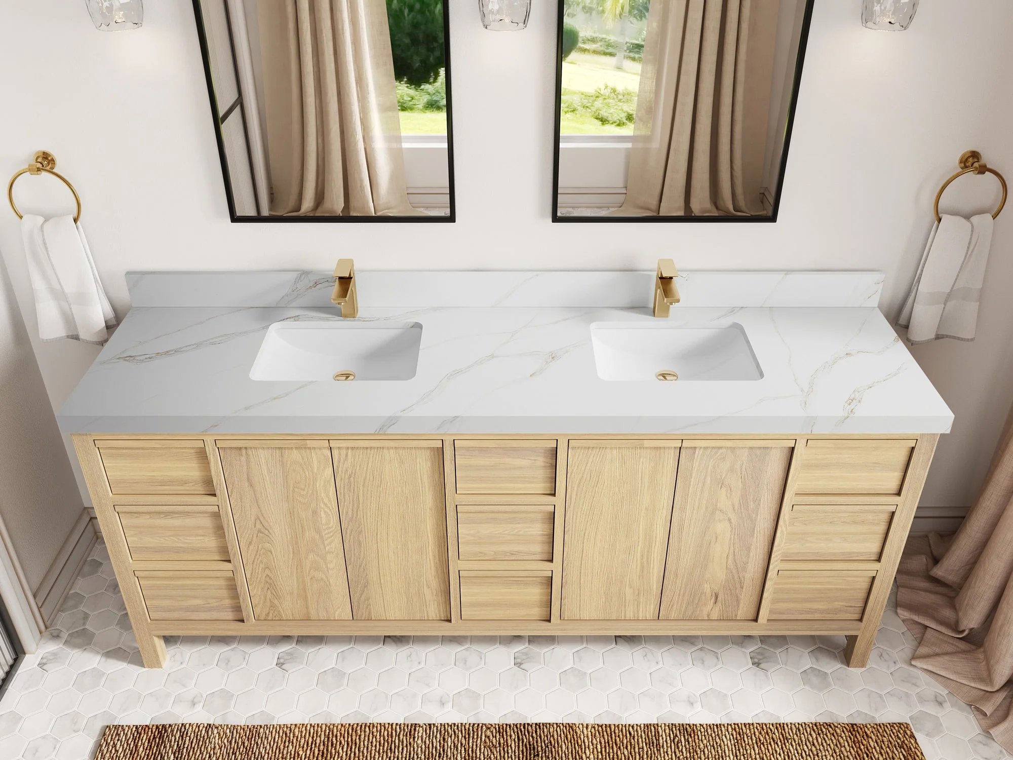 Elizabeth White Oak 84 in. W x 22 in. D Double Sink Bathroom Vanity - Image 22