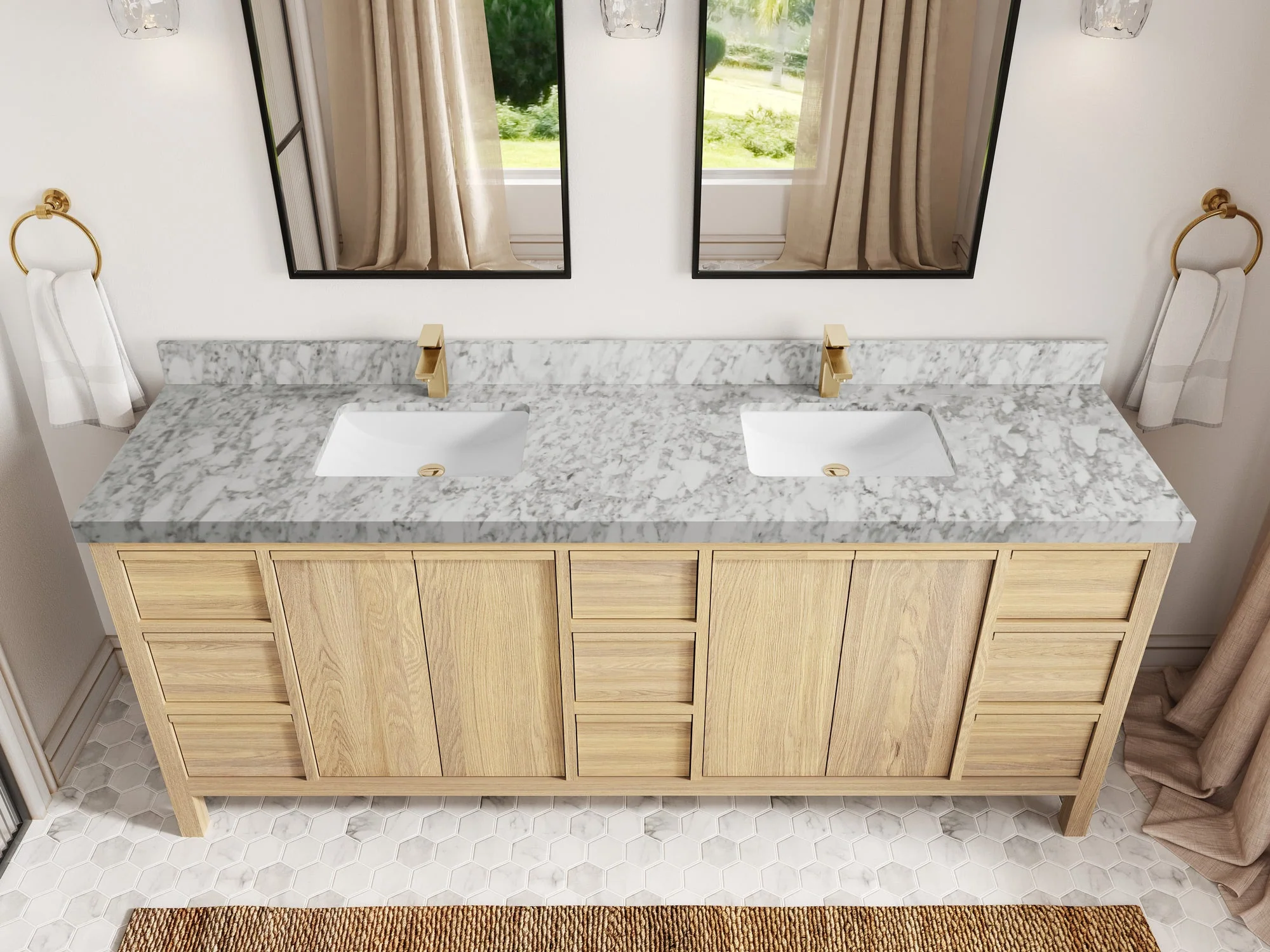 Elizabeth White Oak 84 in. W x 22 in. D Double Sink Bathroom Vanity - Image 24