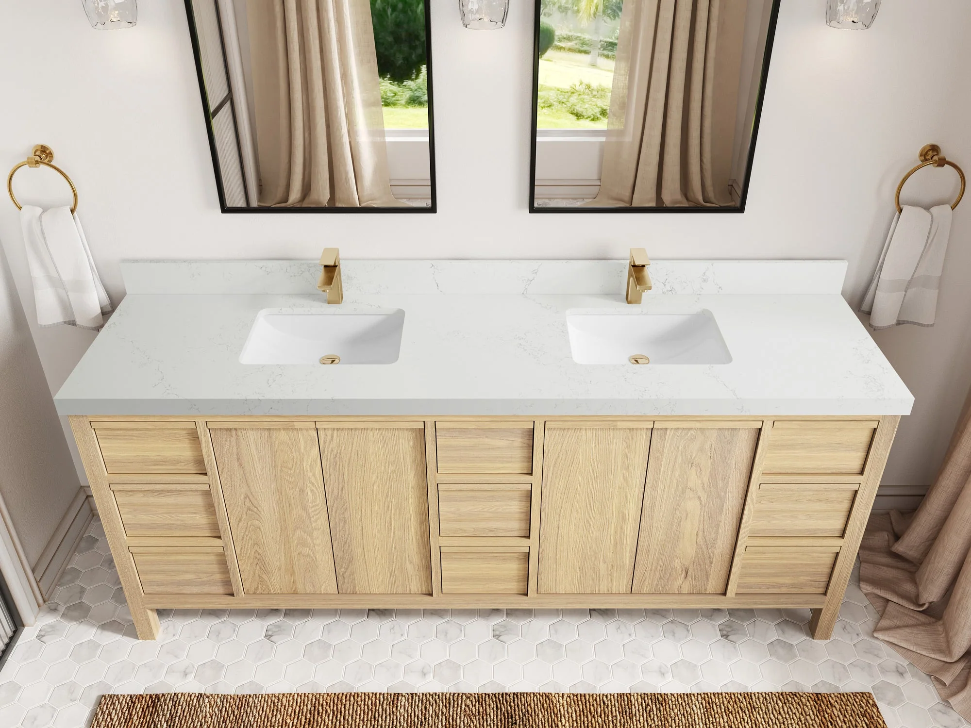 Elizabeth White Oak 84 in. W x 22 in. D Double Sink Bathroom Vanity - Image 34