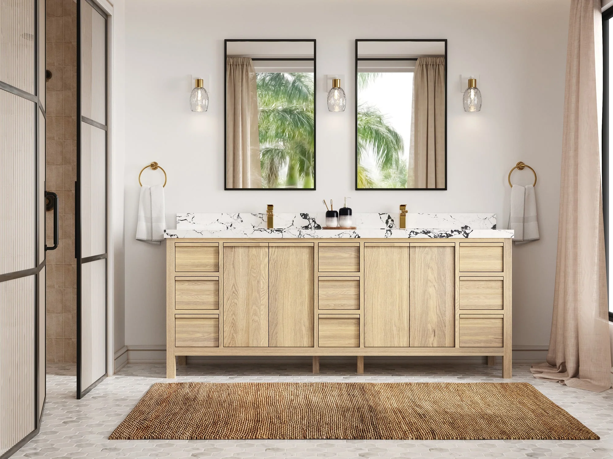 Elizabeth White Oak 84 in. W x 22 in. D Double Sink Bathroom Vanity - Image 4