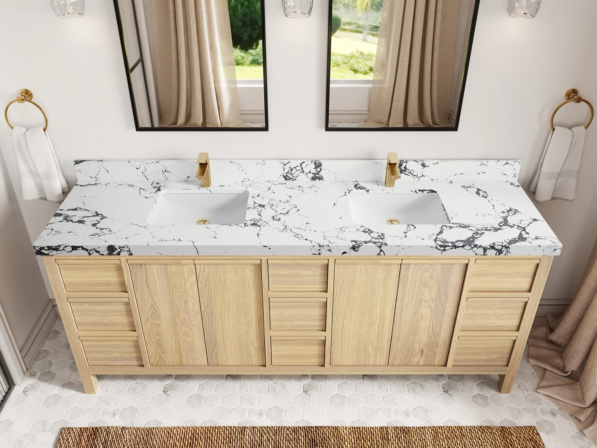 Elizabeth White Oak 84 in. W x 22 in. D Double Sink Bathroom Vanity - Image 44