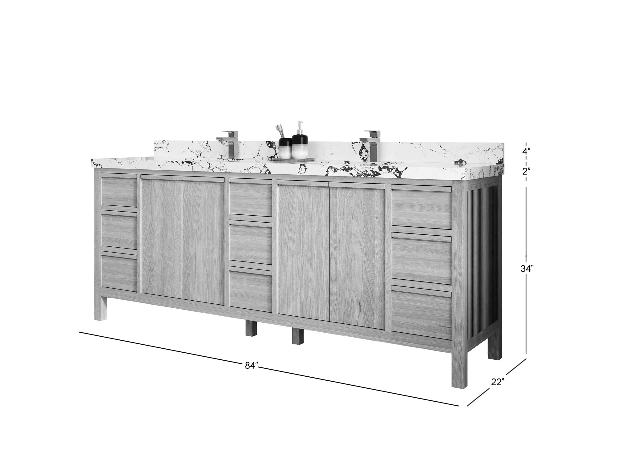 Elizabeth White Oak 84 in. W x 22 in. D Double Sink Bathroom Vanity - Image 5