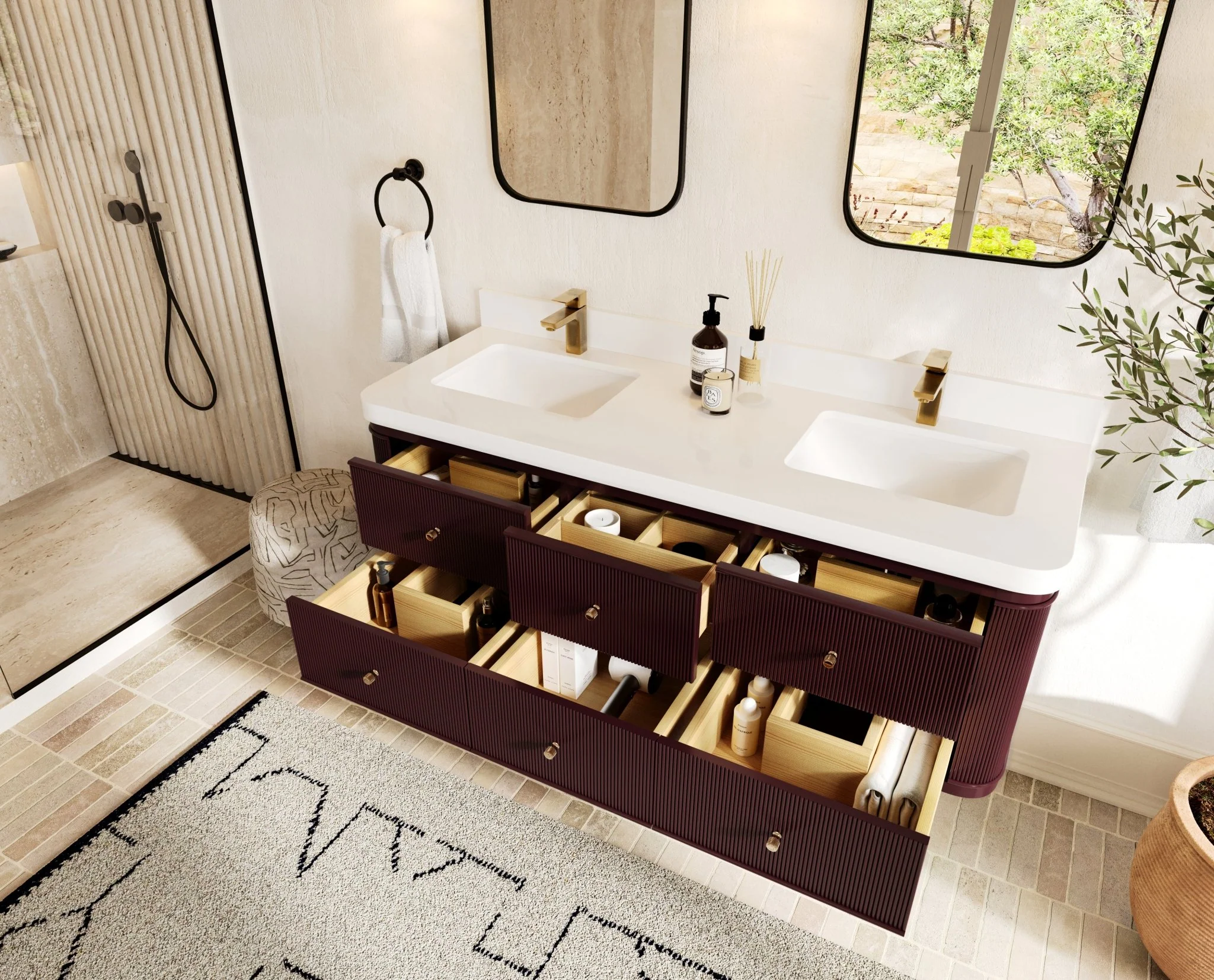 Hampton Floating 60 in. W x 22 in. D Double Sink Bathroom Vanity - Image 3