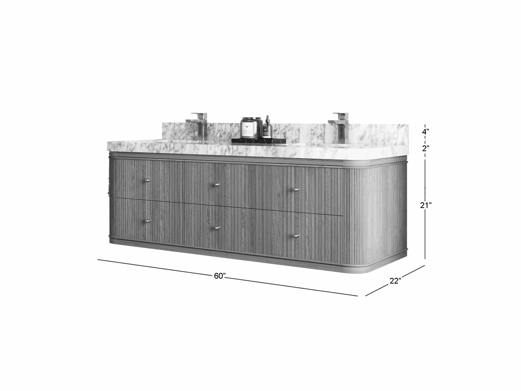 Hampton Floating 60 in. W x 22 in. D Double Sink Bathroom Vanity - Image 7