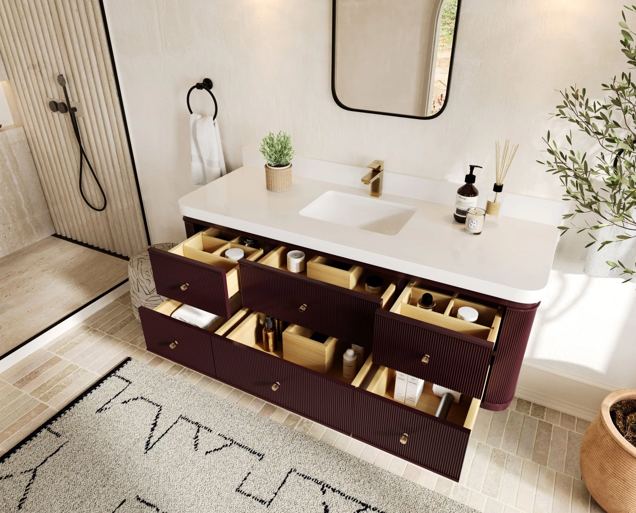 Hampton Floating 60 in. W x 22 in. D Single Sink Bathroom Vanity - Image 3