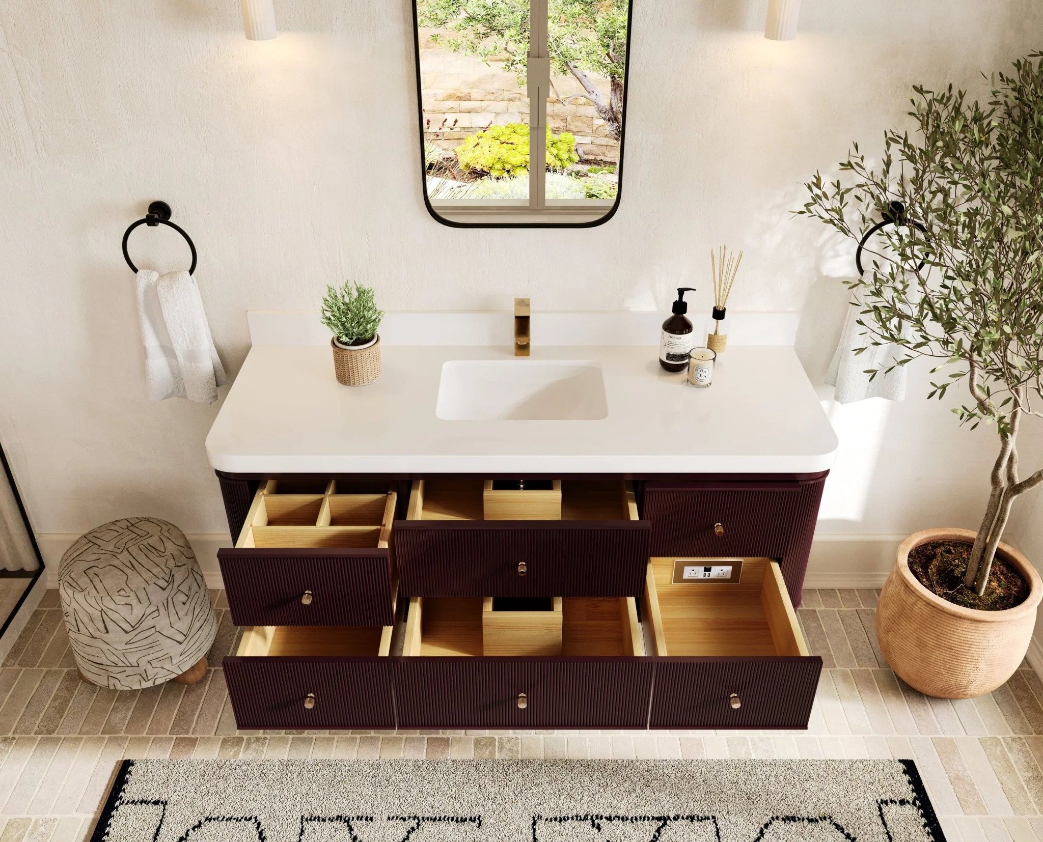Hampton Floating 60 in. W x 22 in. D Single Sink Bathroom Vanity - Image 5