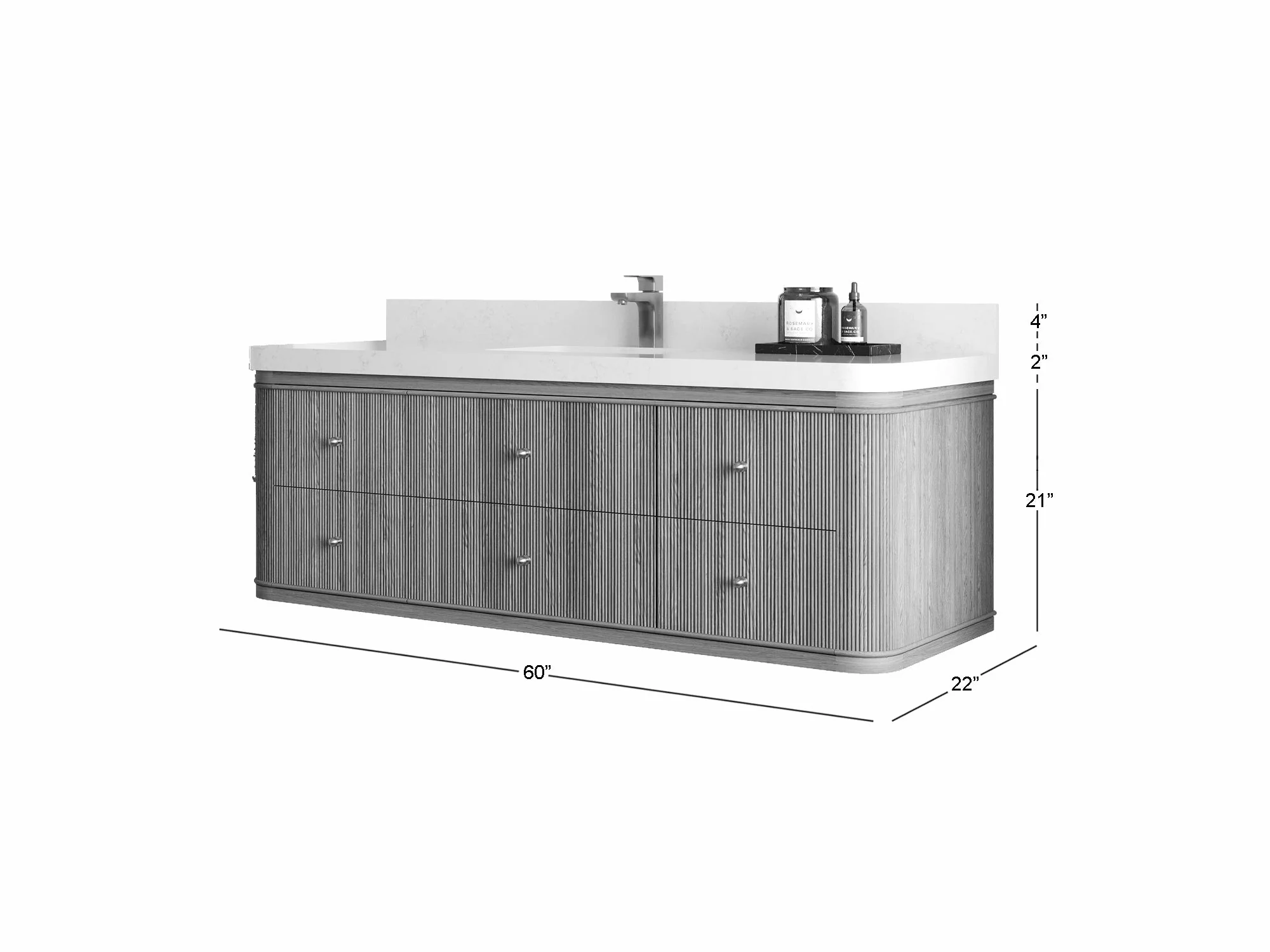 Hampton Floating 60 in. W x 22 in. D Single Sink Bathroom Vanity - Image 7