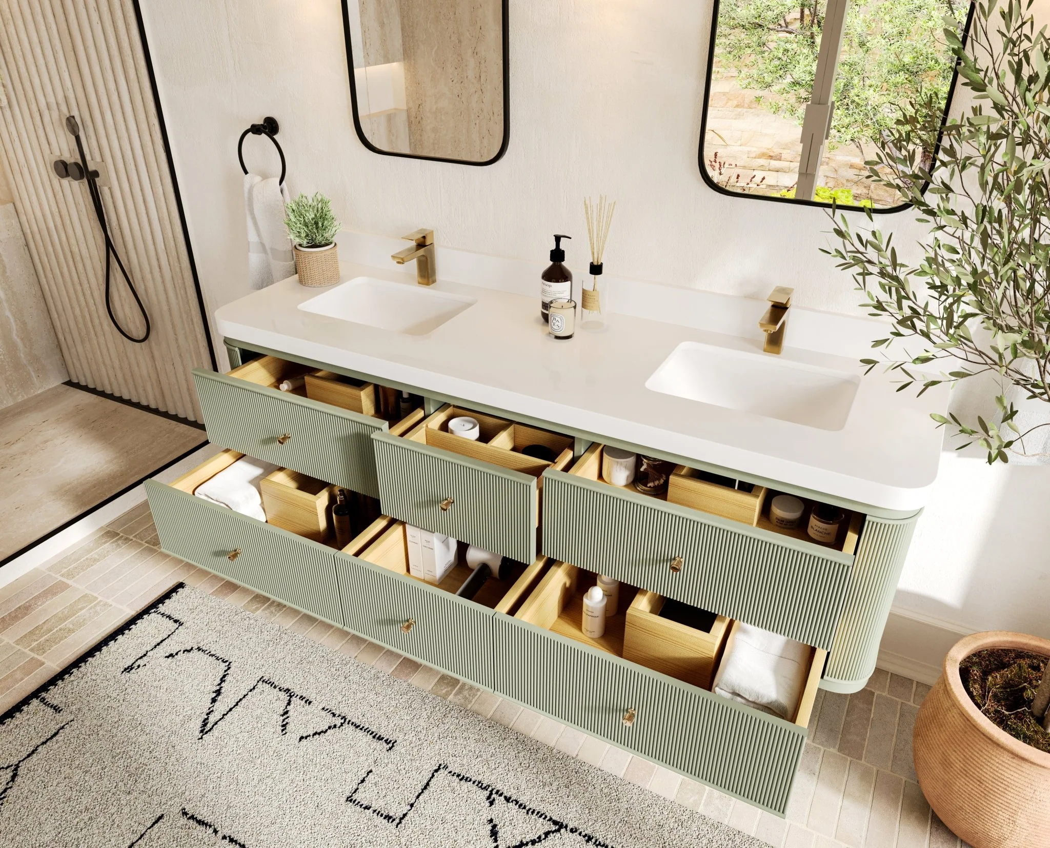 Hampton Floating 72 in. W x 22 in. D Double Sink Bathroom Vanity - Image 3