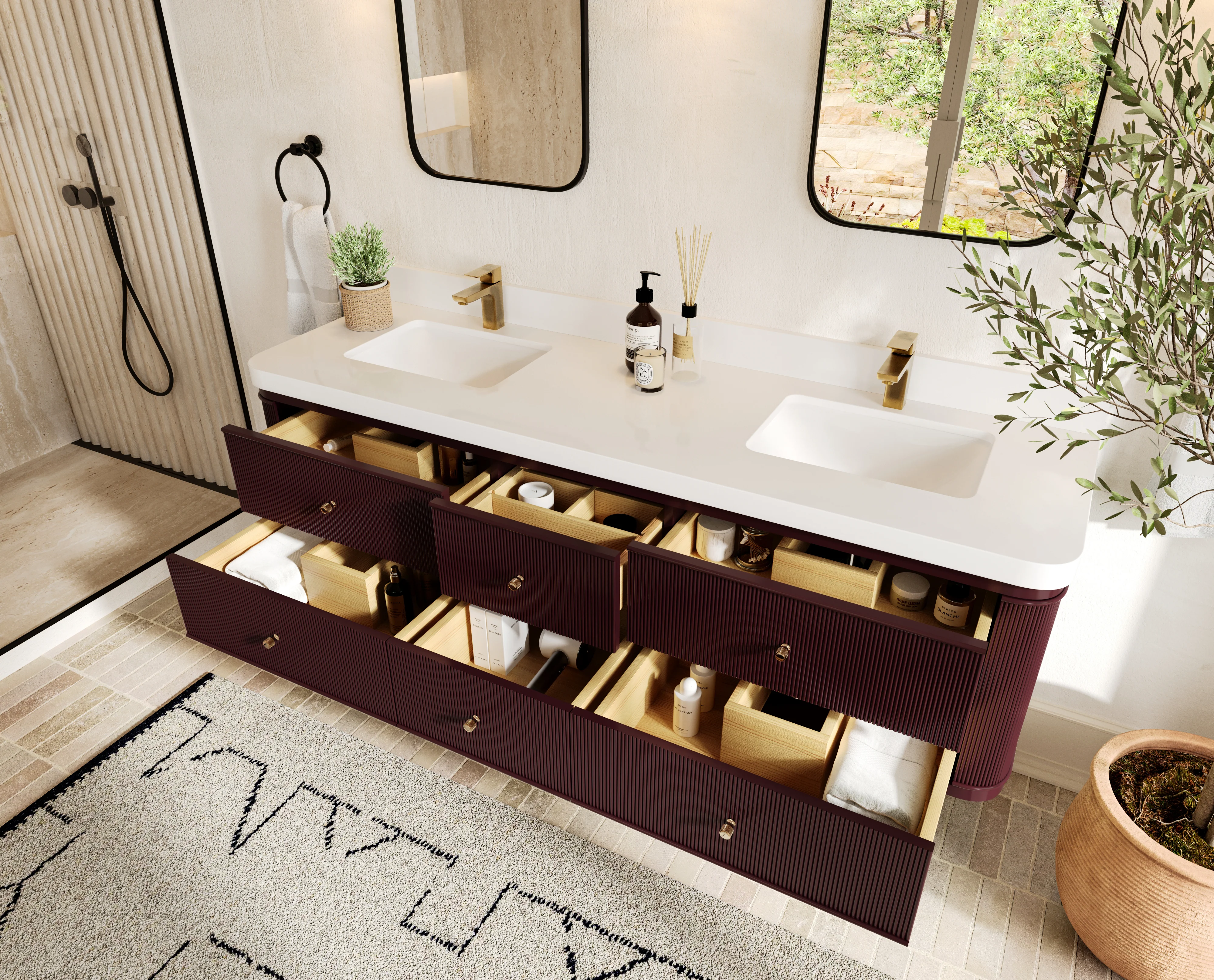 Hampton Floating 72 in. W x 22 in. D Double Sink Bathroom Vanity - Image 3