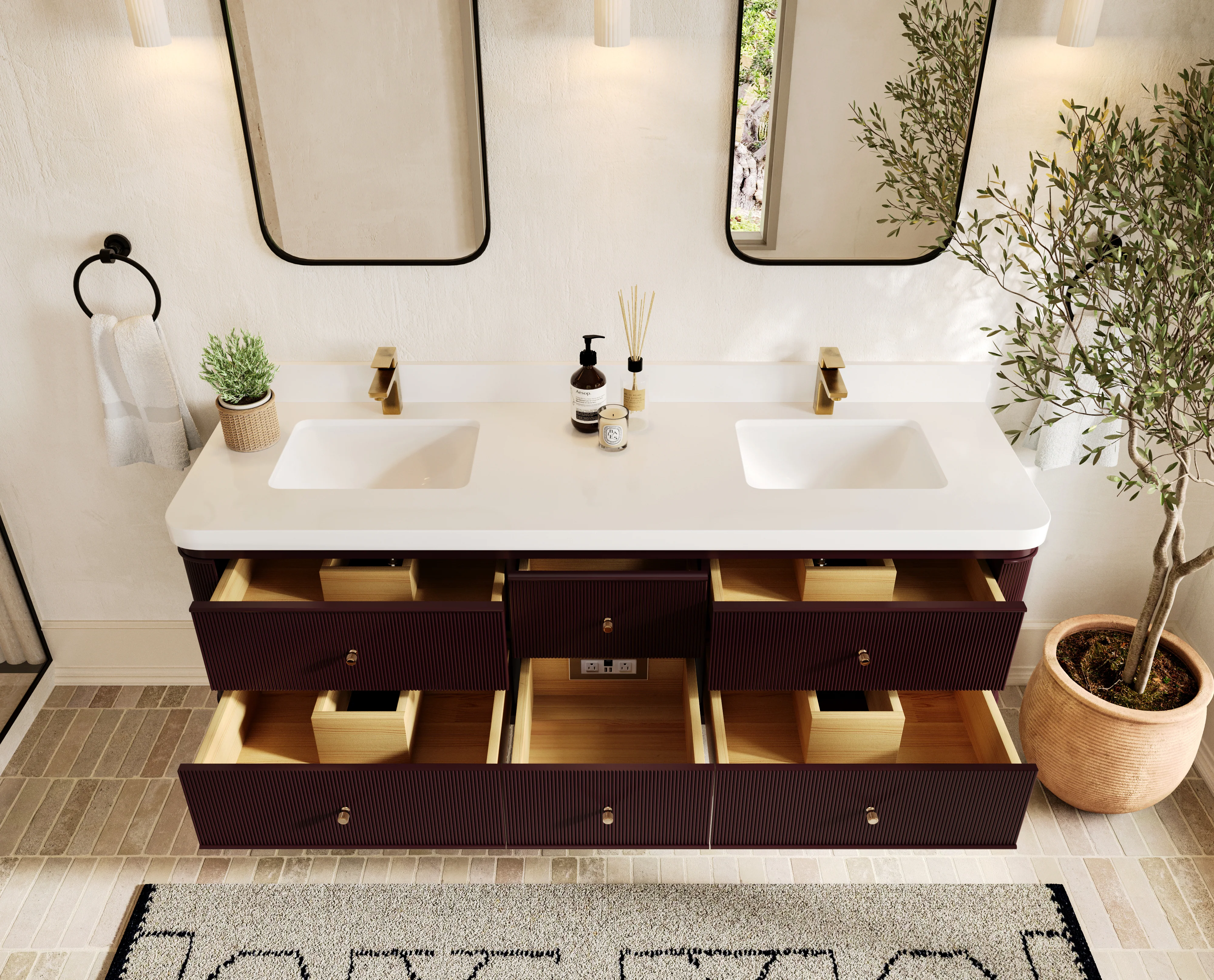 Hampton Floating 72 in. W x 22 in. D Double Sink Bathroom Vanity - Image 5
