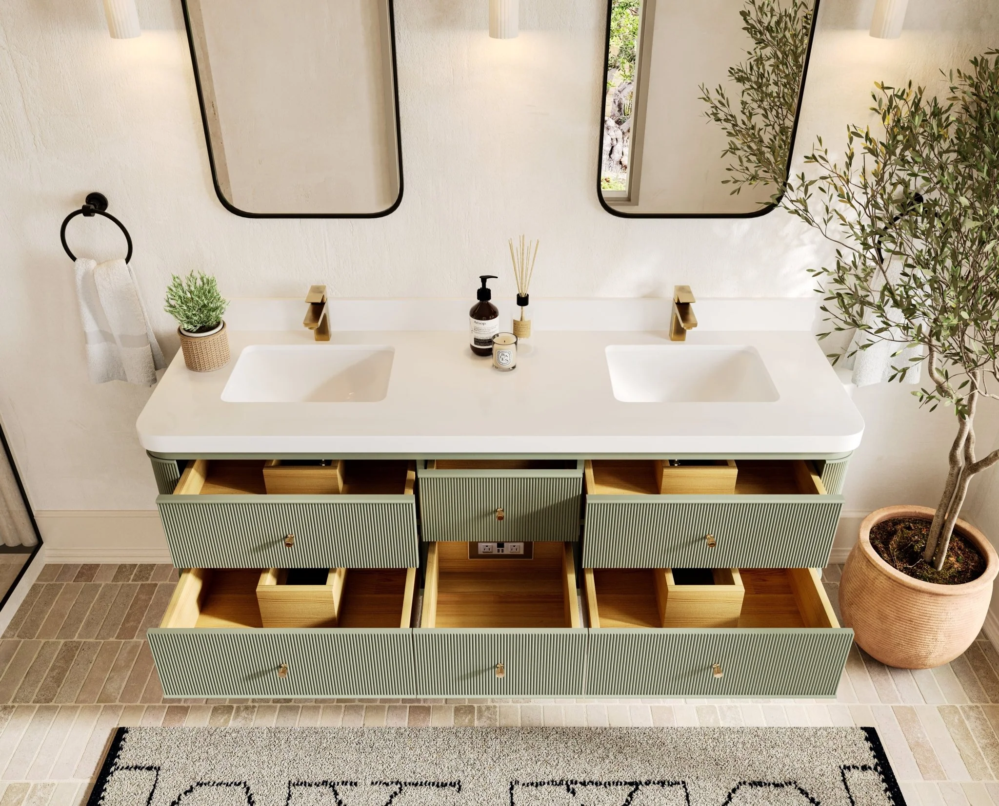 Hampton Floating 72 in. W x 22 in. D Double Sink Bathroom Vanity - Image 5