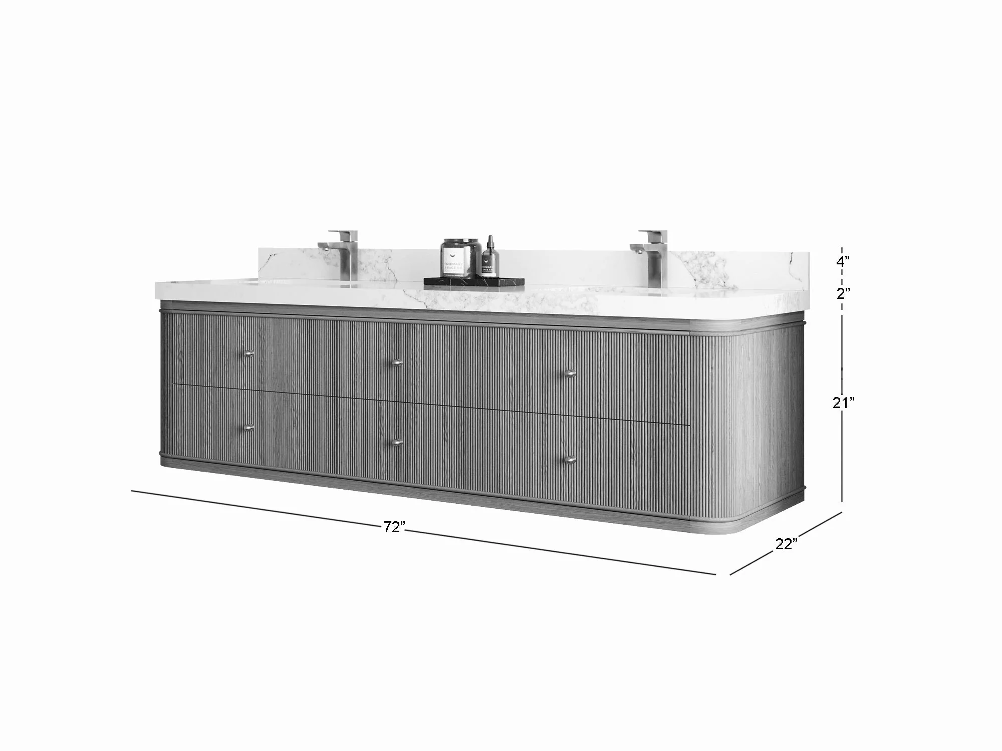 Hampton Floating 72 in. W x 22 in. D Double Sink Bathroom Vanity - Image 7