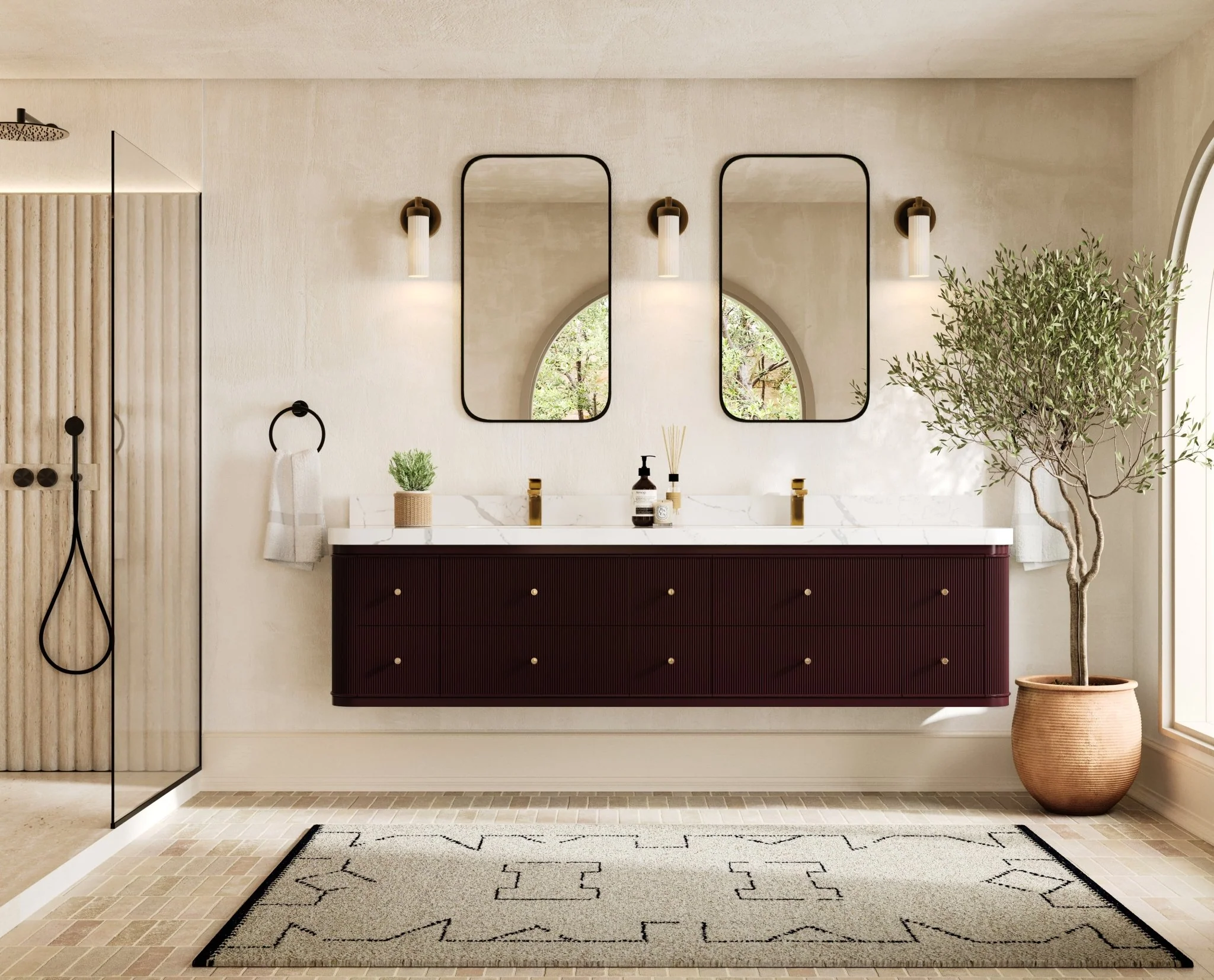 Hampton Floating 84 in. W x 22 in. D Double Sink Bathroom Vanity - Image 4