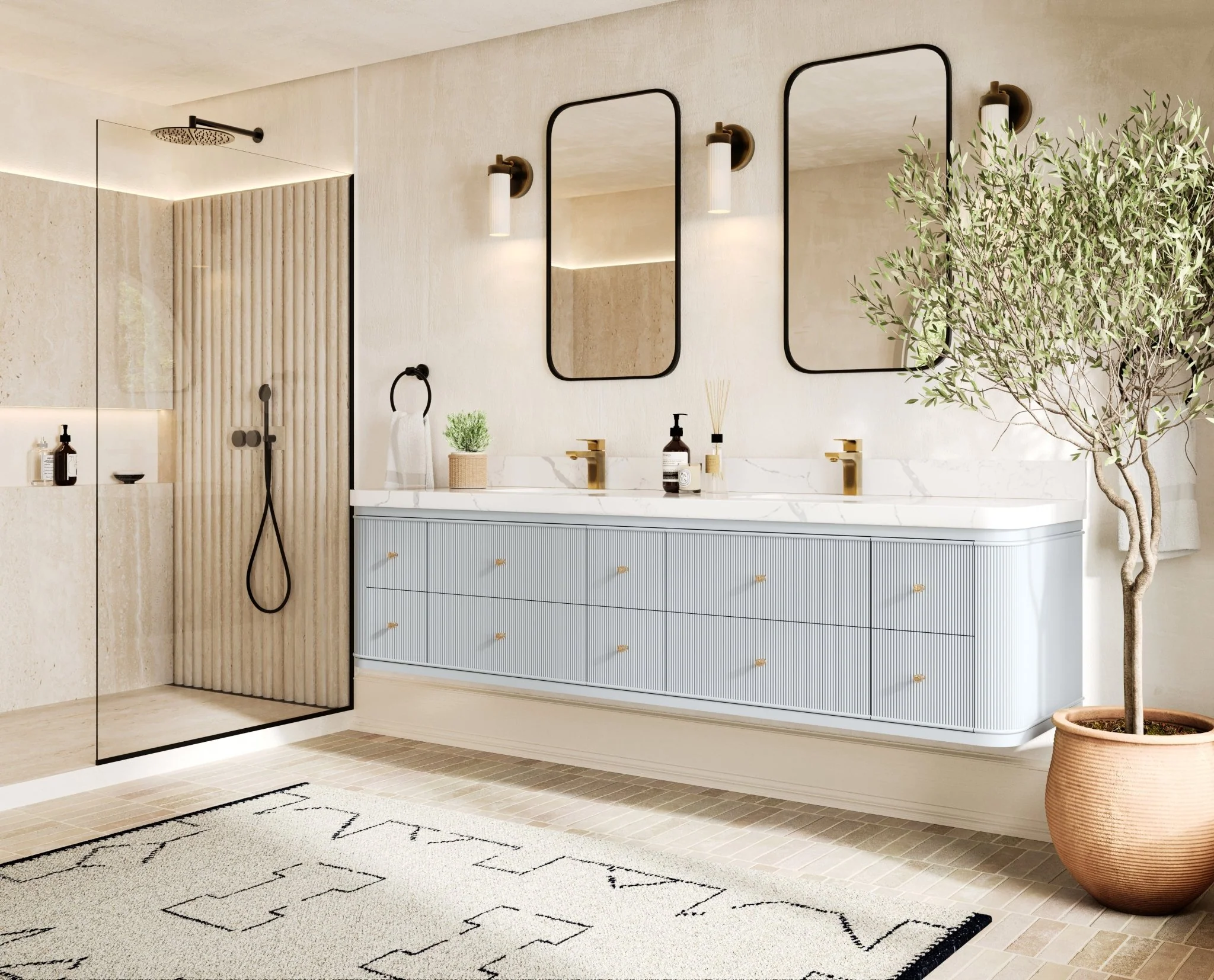 Hampton Floating 84 in. W x 22 in. D Double Sink Bathroom Vanity - Image 3