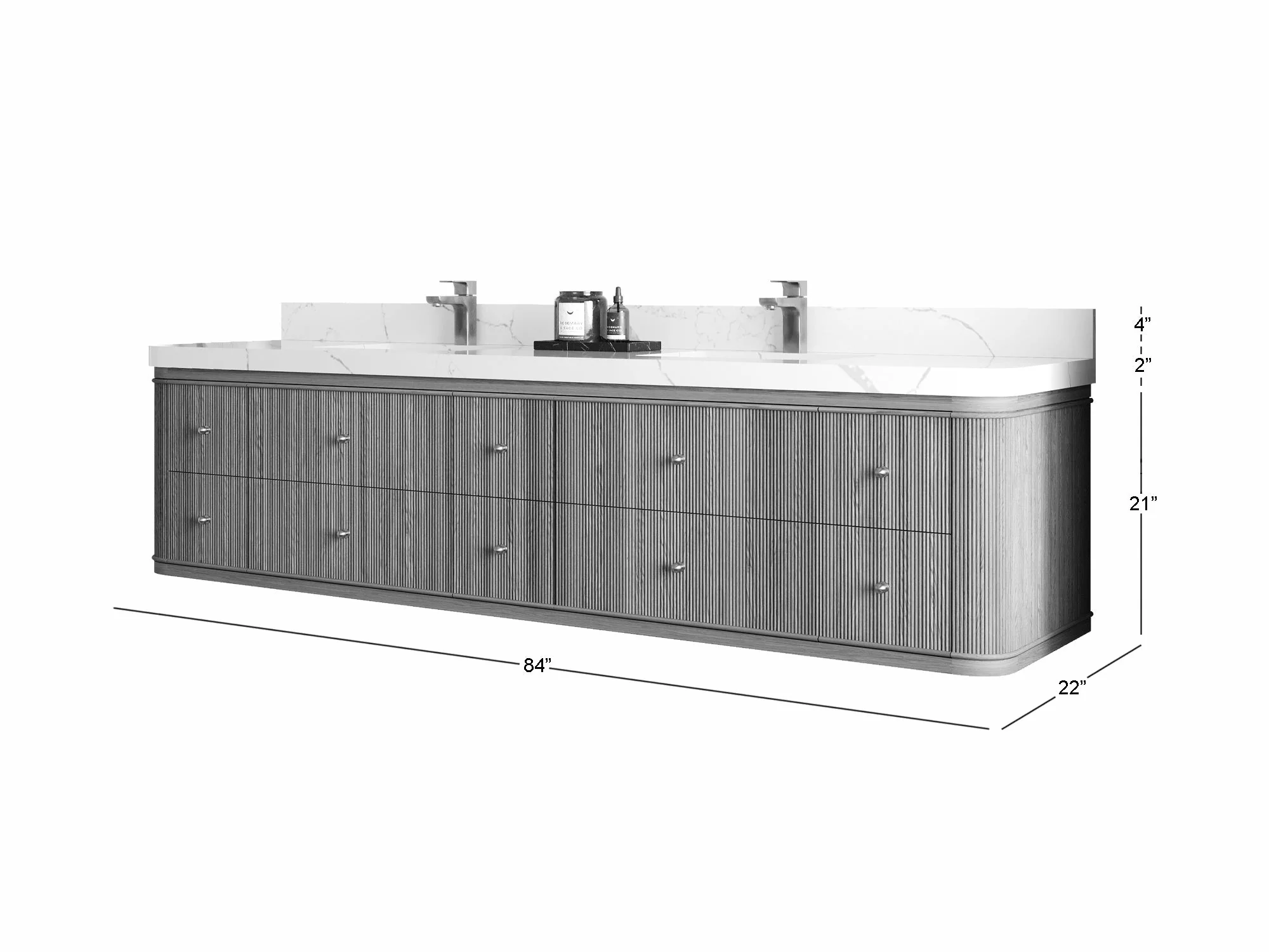 Hampton Floating 84 in. W x 22 in. D Double Sink Bathroom Vanity - Image 7
