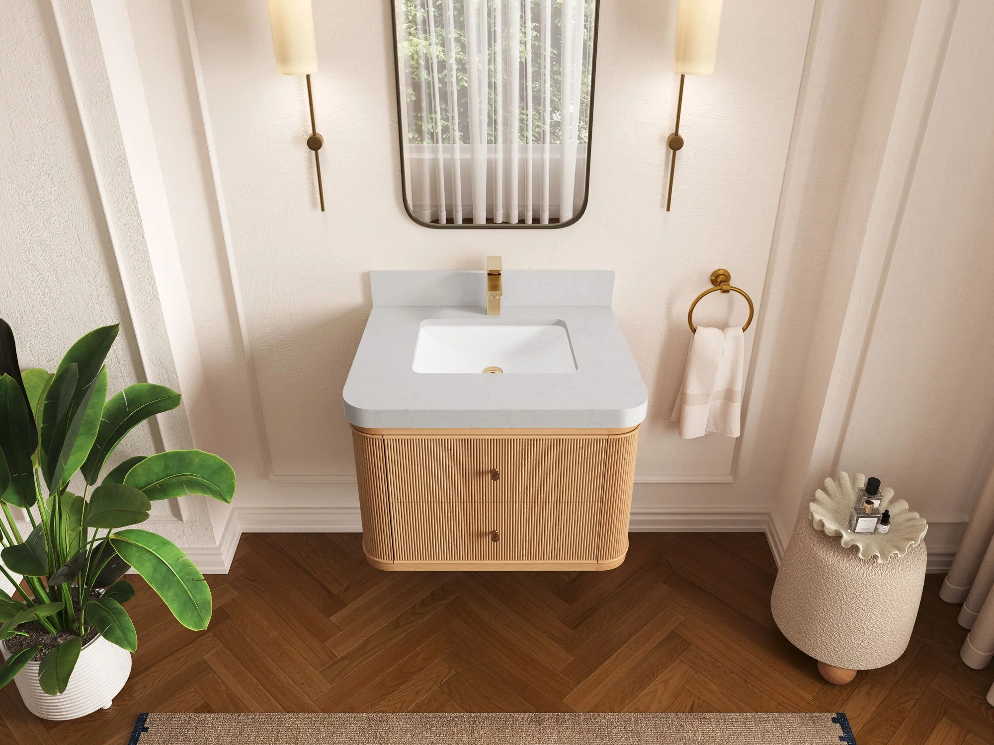 Hampton Floating White Oak 30 in. W x 22 in. D Single Sink Bathroom Vanity - Image 11