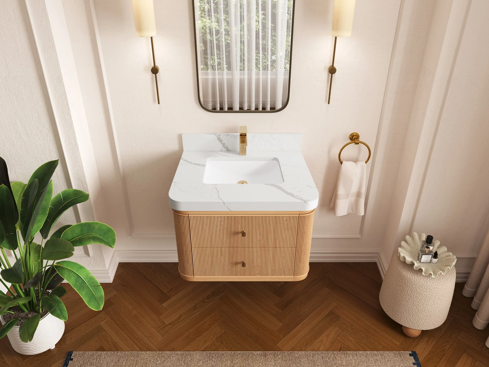 Hampton Floating White Oak 30 in. W x 22 in. D Single Sink Bathroom Vanity - Image 15