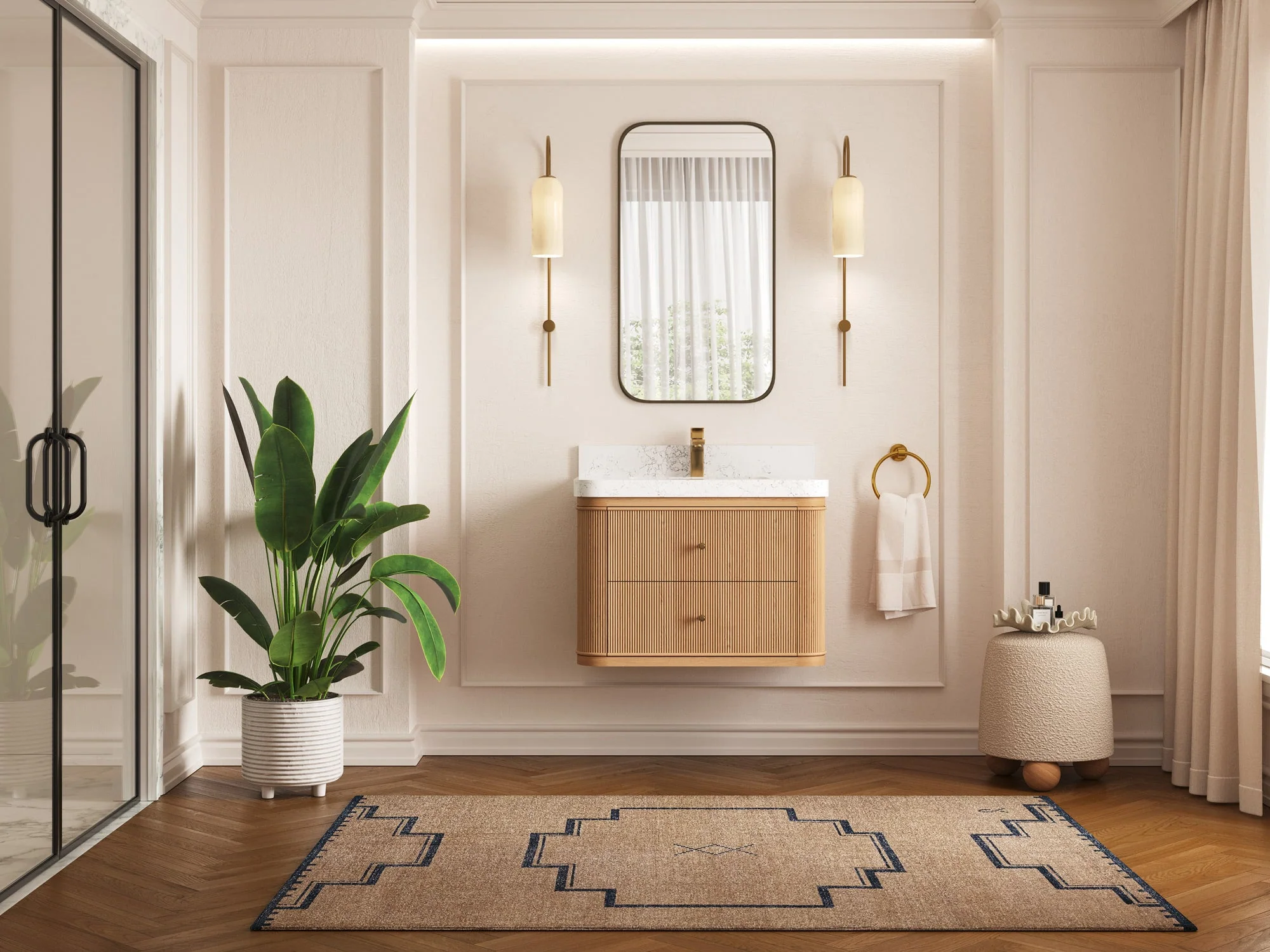 Hampton Floating White Oak 30 in. W x 22 in. D Single Sink Bathroom Vanity - Image 4
